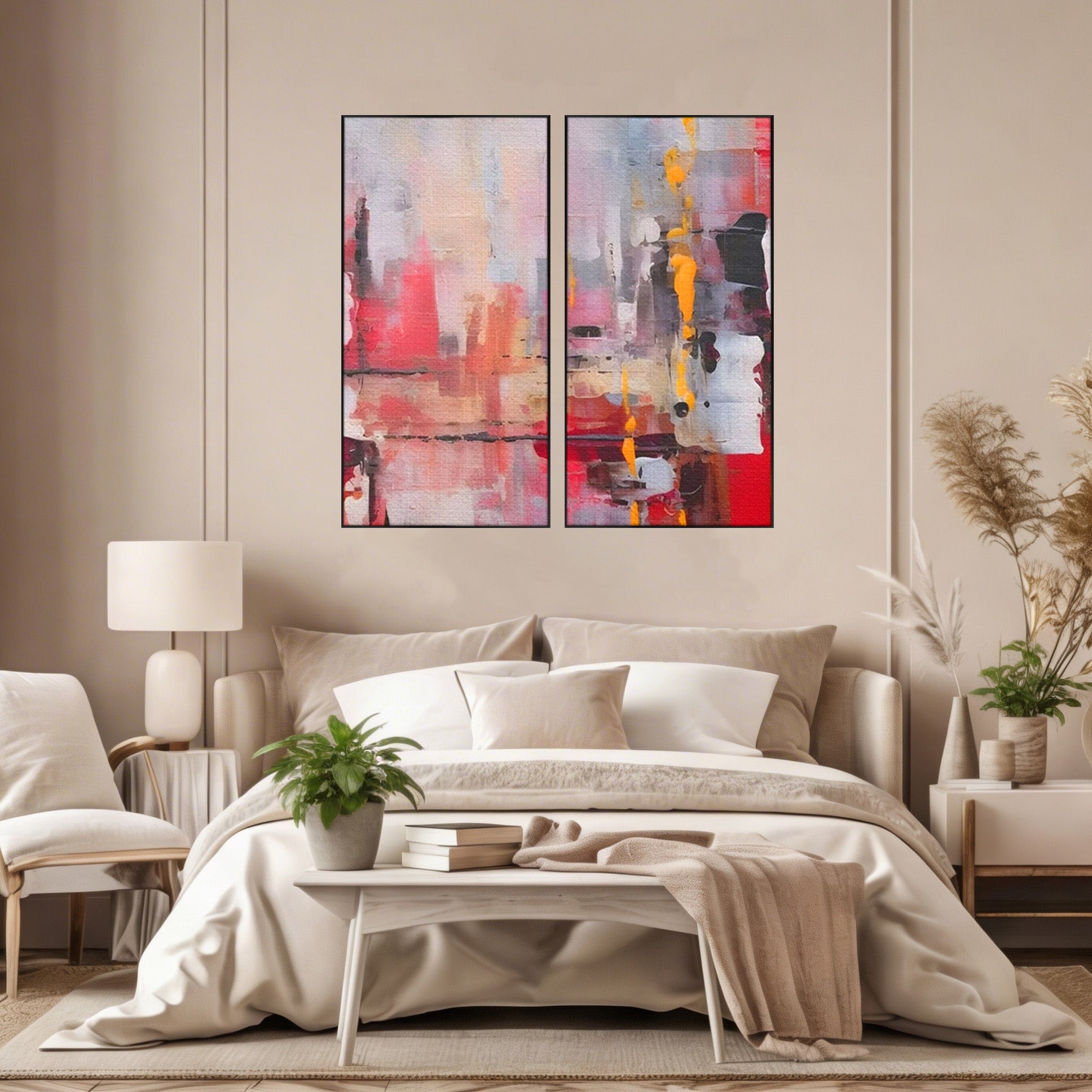 Set 2 Tablouri Canvas Premium LuxCanva® C2-1246, Relaxare, Living Room, Culori Vibrante