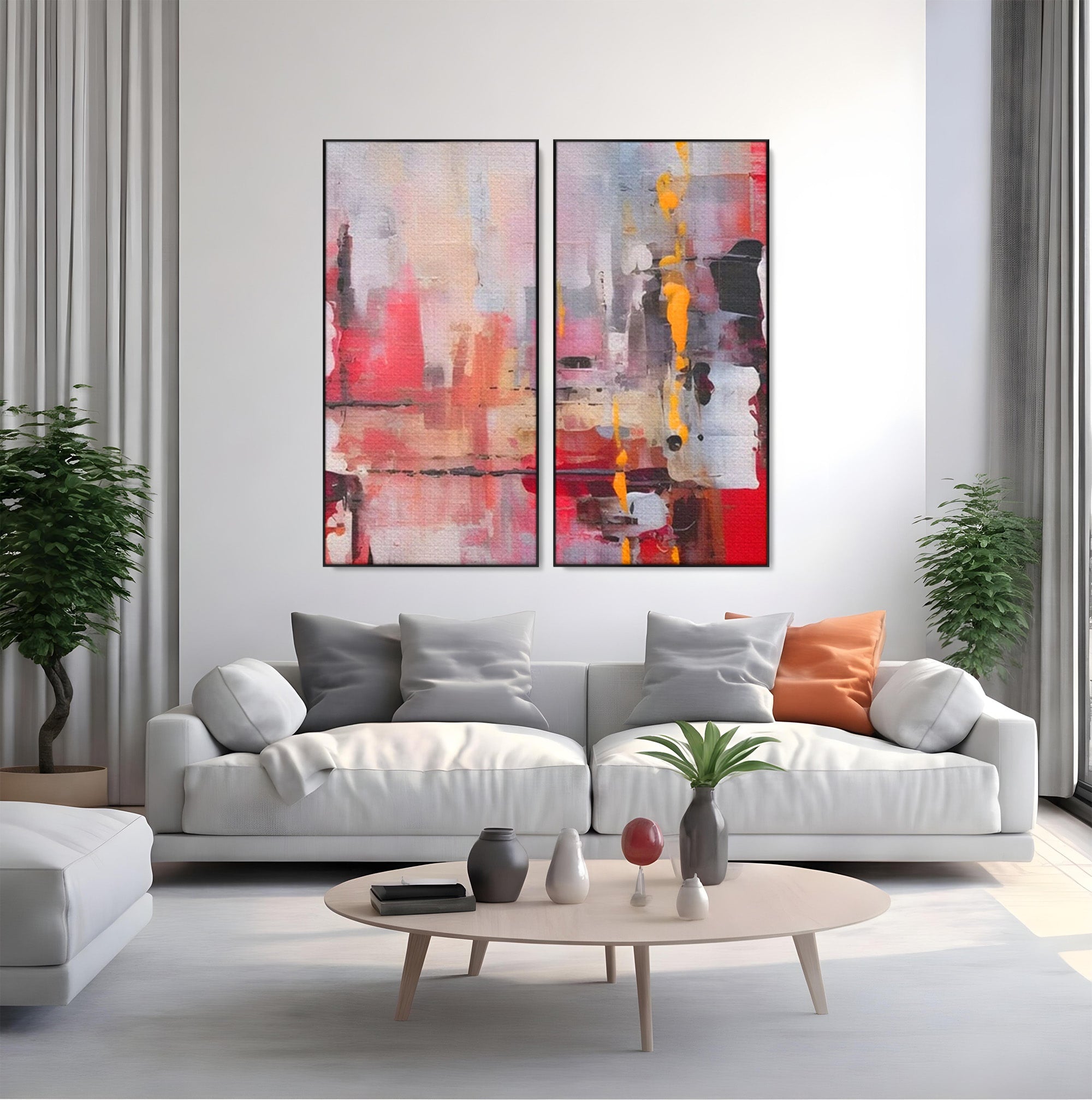 Set 2 Tablouri Canvas Premium LuxCanva® C2-1246, Relaxare, Living Room, Culori Vibrante