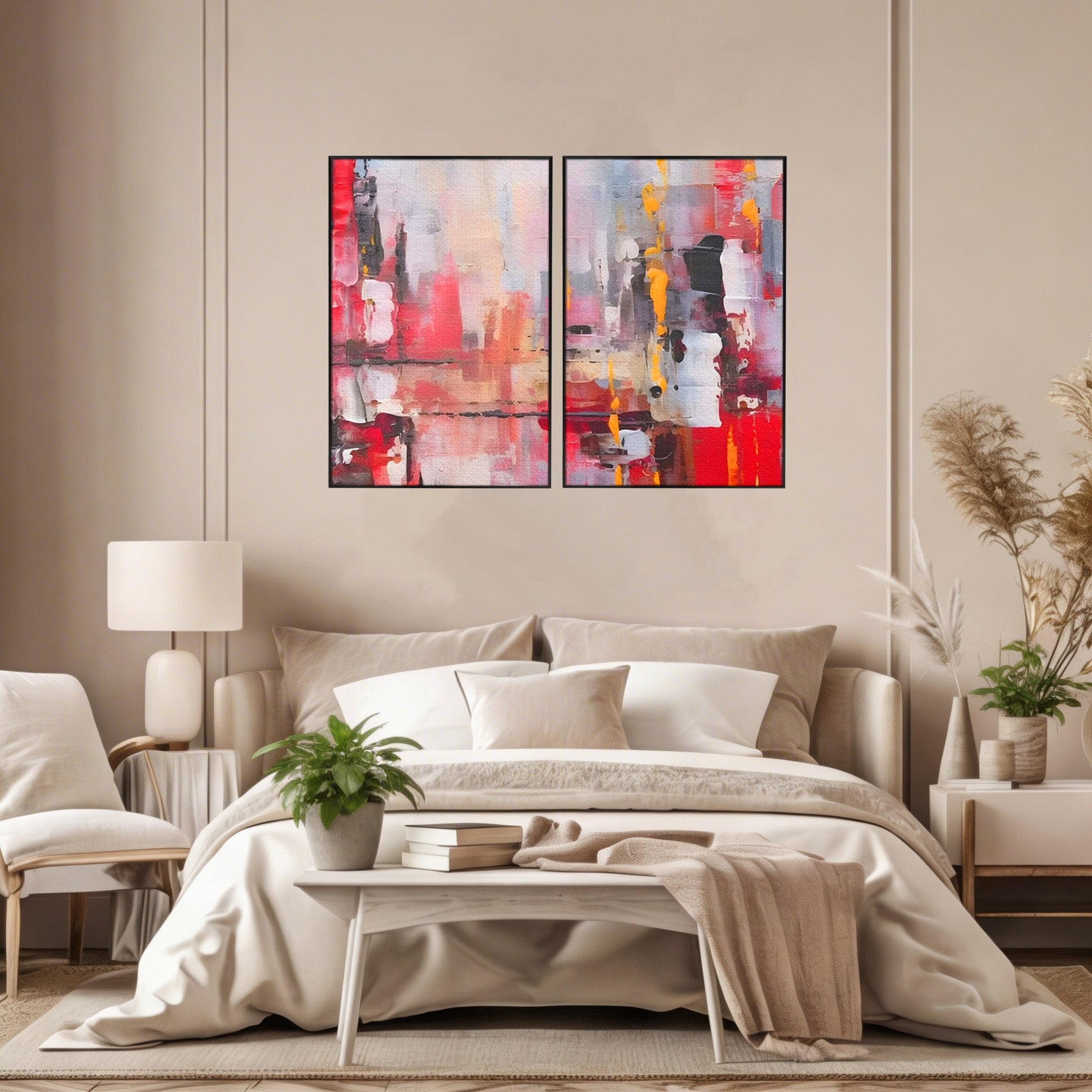 Set 2 Tablouri Canvas Premium LuxCanva® C2-1246, Relaxare, Living Room, Culori Vibrante