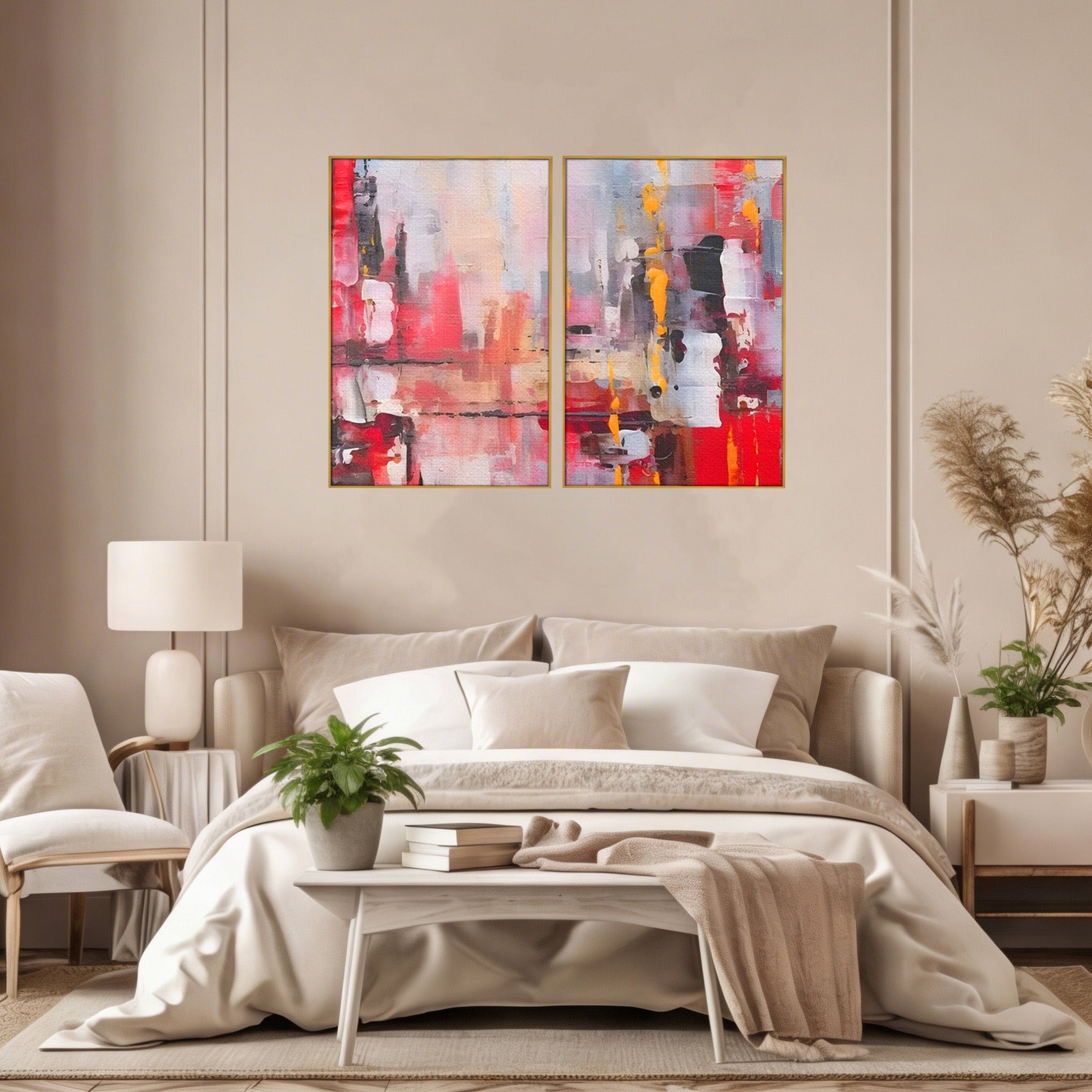 Set 2 Tablouri Canvas Premium LuxCanva® C2-1246, Relaxare, Living Room, Culori Vibrante