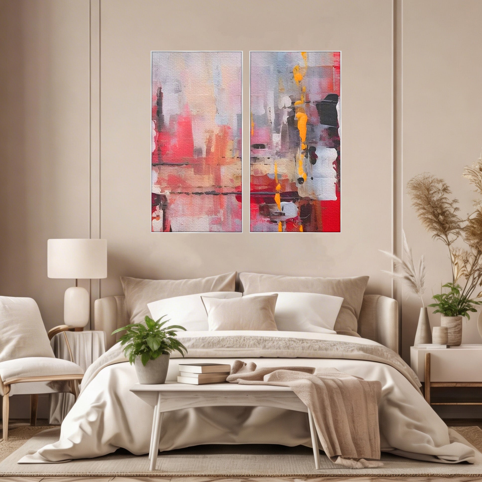 Set 2 Tablouri Canvas Premium LuxCanva® C2-1246, Relaxare, Living Room, Culori Vibrante