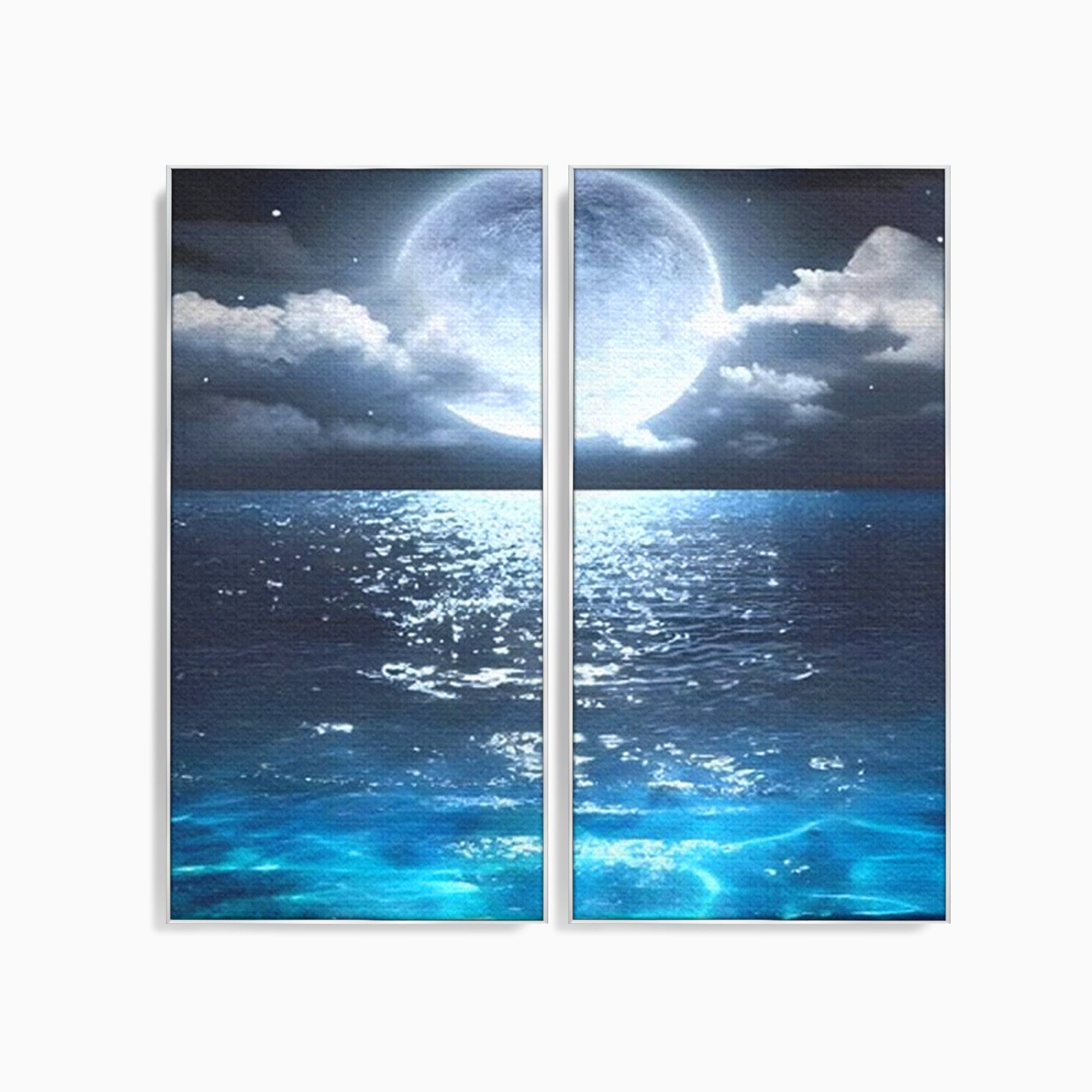 Set 2 Tablouri Canvas Premium LuxCanva® C2-1254, Midnight Over The Sea, Relaxare, Game Room, Kids Room Culori Vibrante