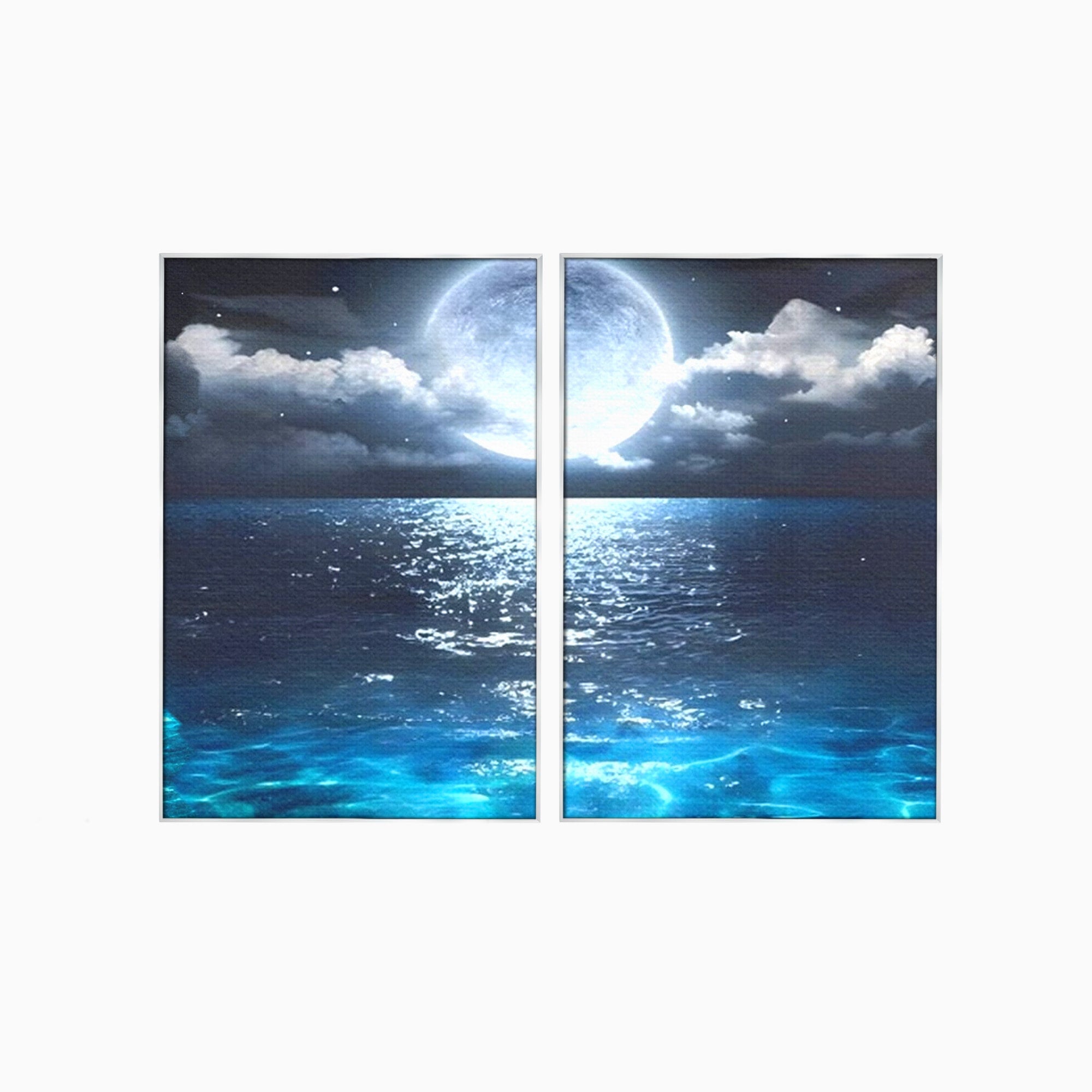 Set 2 Tablouri Canvas Premium LuxCanva® C2-1254, Midnight Over The Sea, Relaxare, Game Room, Kids Room Culori Vibrante