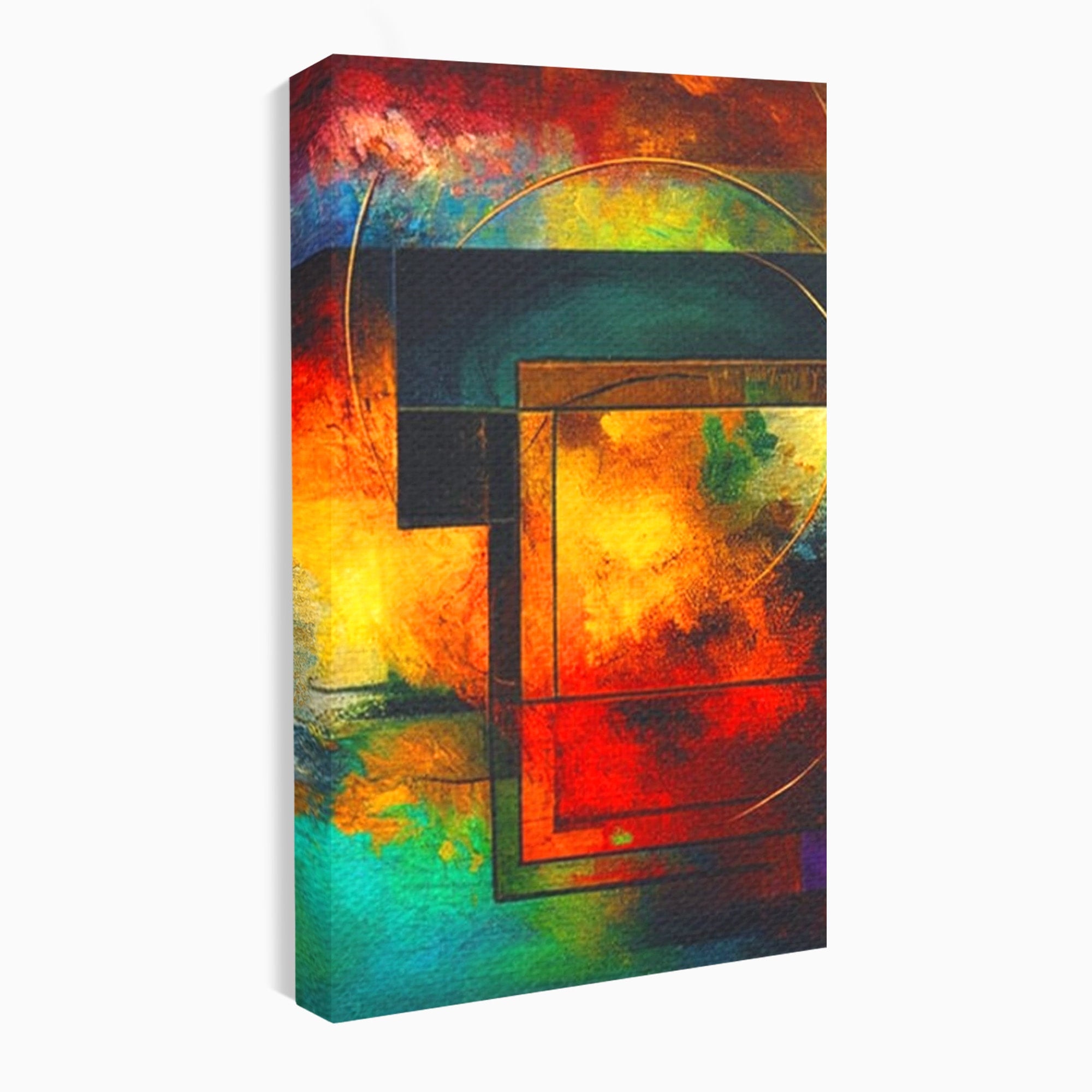 Set 2 Tablouri Canvas Premium LuxCanva® C2-1271, Cercul focului, Geometrie, Culori, Cromatic, Joc, Univers, Emotie, Tensiune, Caldura, Flux, Transformare, Metamorfoza, Dorinta, Birou, Living, Dormitor