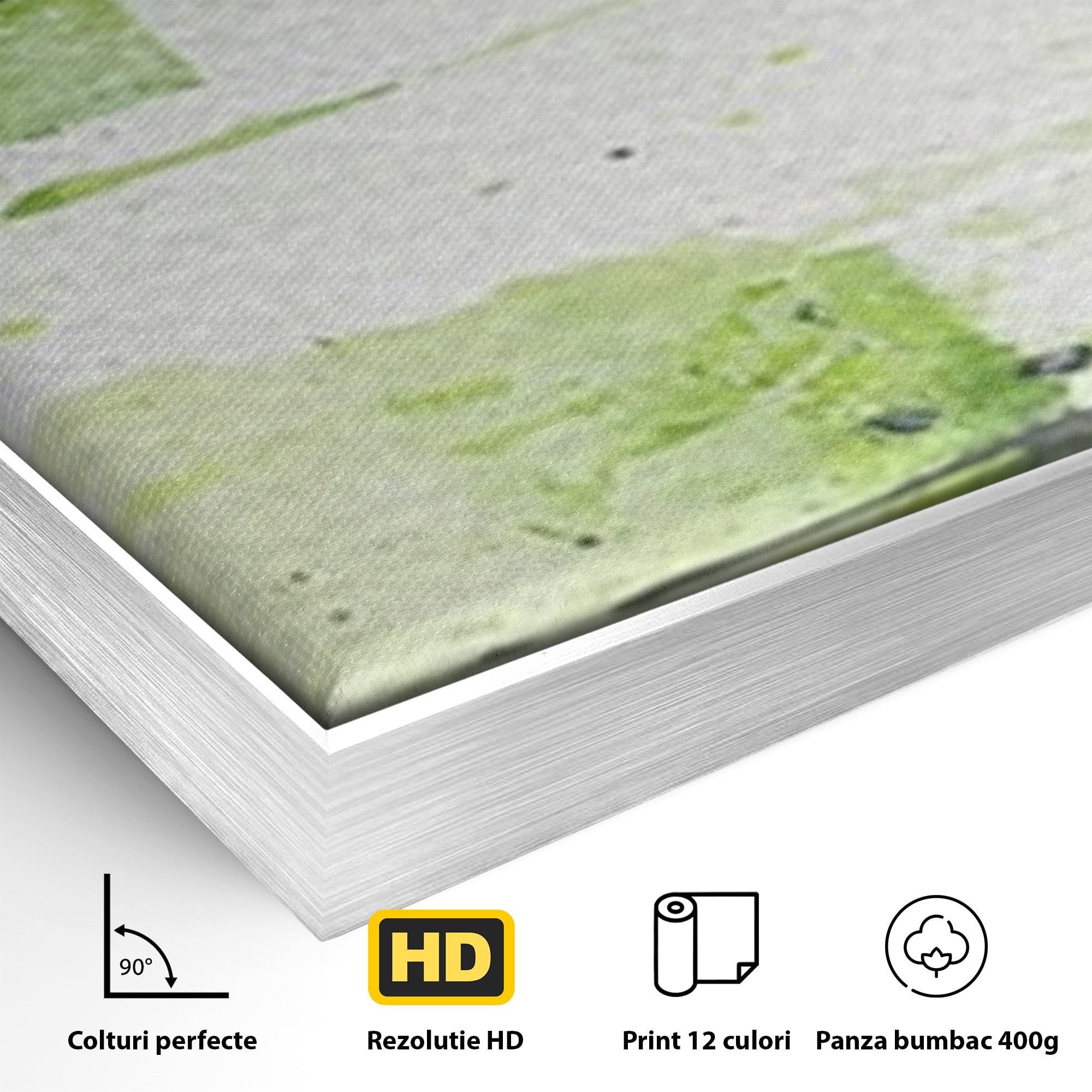 Set 2 Tablouri Canvas Premium LuxCanva® C2-1273, Puls vegetal, Geometrie, Verde, Organic, Armonie, Peisaj, Straturi, Prospetime, Abstract, Textura, Minimalism, Liniste, Spa, Birou, Living, Dormitor