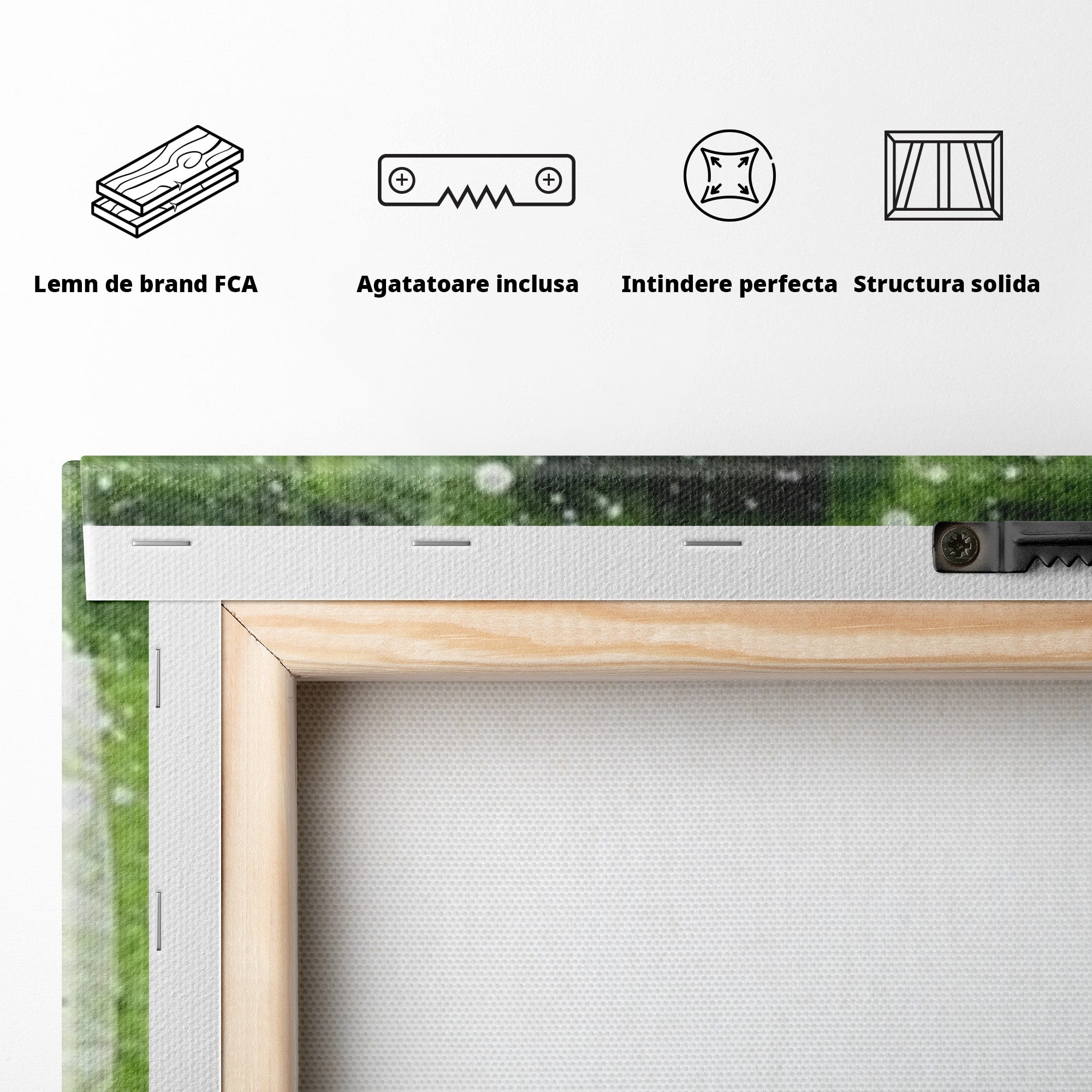Set 2 Tablouri Canvas Premium LuxCanva® C2-1273, Puls vegetal, Geometrie, Verde, Organic, Armonie, Peisaj, Straturi, Prospetime, Abstract, Textura, Minimalism, Liniste, Spa, Birou, Living, Dormitor