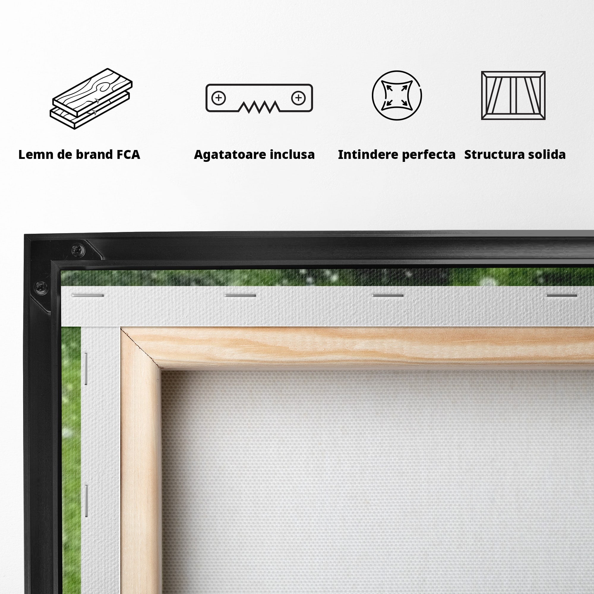 Set 2 Tablouri Canvas Premium LuxCanva® C2-1273, Puls vegetal, Geometrie, Verde, Organic, Armonie, Peisaj, Straturi, Prospetime, Abstract, Textura, Minimalism, Liniste, Spa, Birou, Living, Dormitor