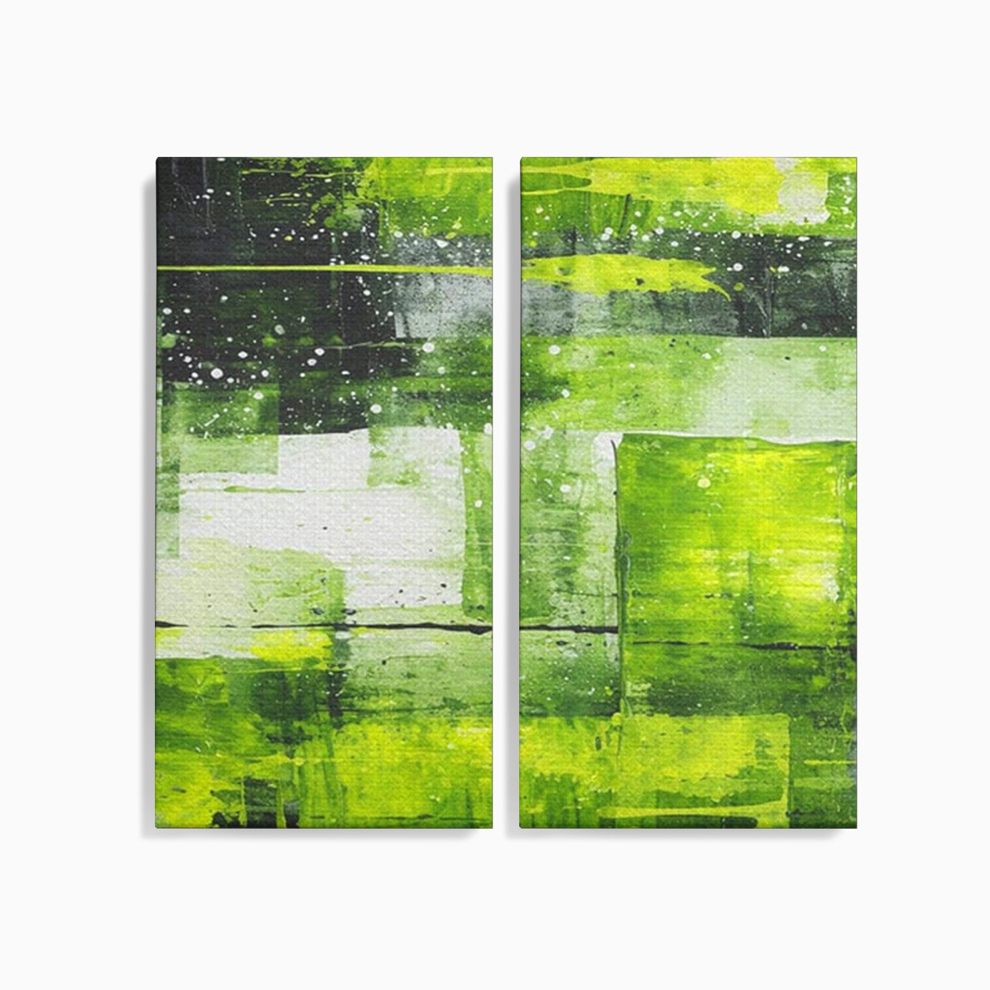 Set 2 Tablouri Canvas Premium LuxCanva® C2-1273, Puls vegetal, Geometrie, Verde, Organic, Armonie, Peisaj, Straturi, Prospetime, Abstract, Textura, Minimalism, Liniste, Spa, Birou, Living, Dormitor