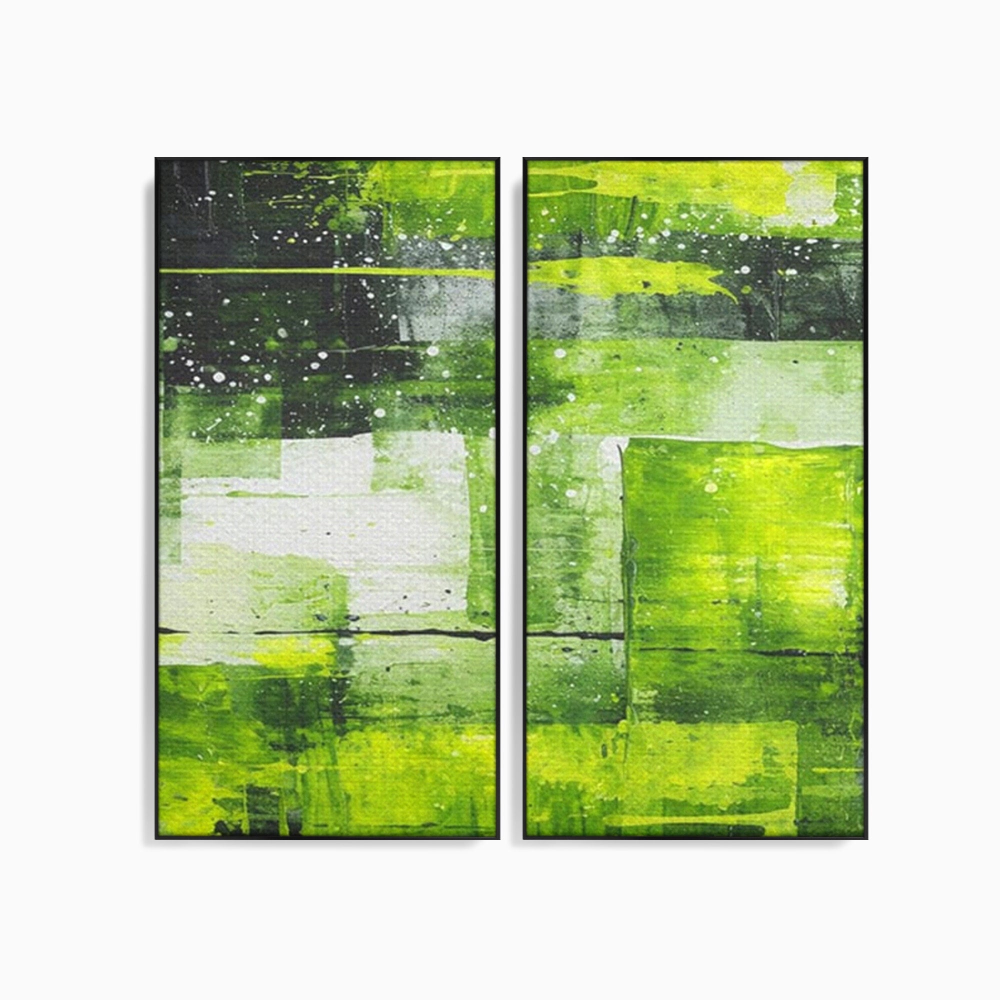 Set 2 Tablouri Canvas Premium LuxCanva® C2-1273, Puls vegetal, Geometrie, Verde, Organic, Armonie, Peisaj, Straturi, Prospetime, Abstract, Textura, Minimalism, Liniste, Spa, Birou, Living, Dormitor