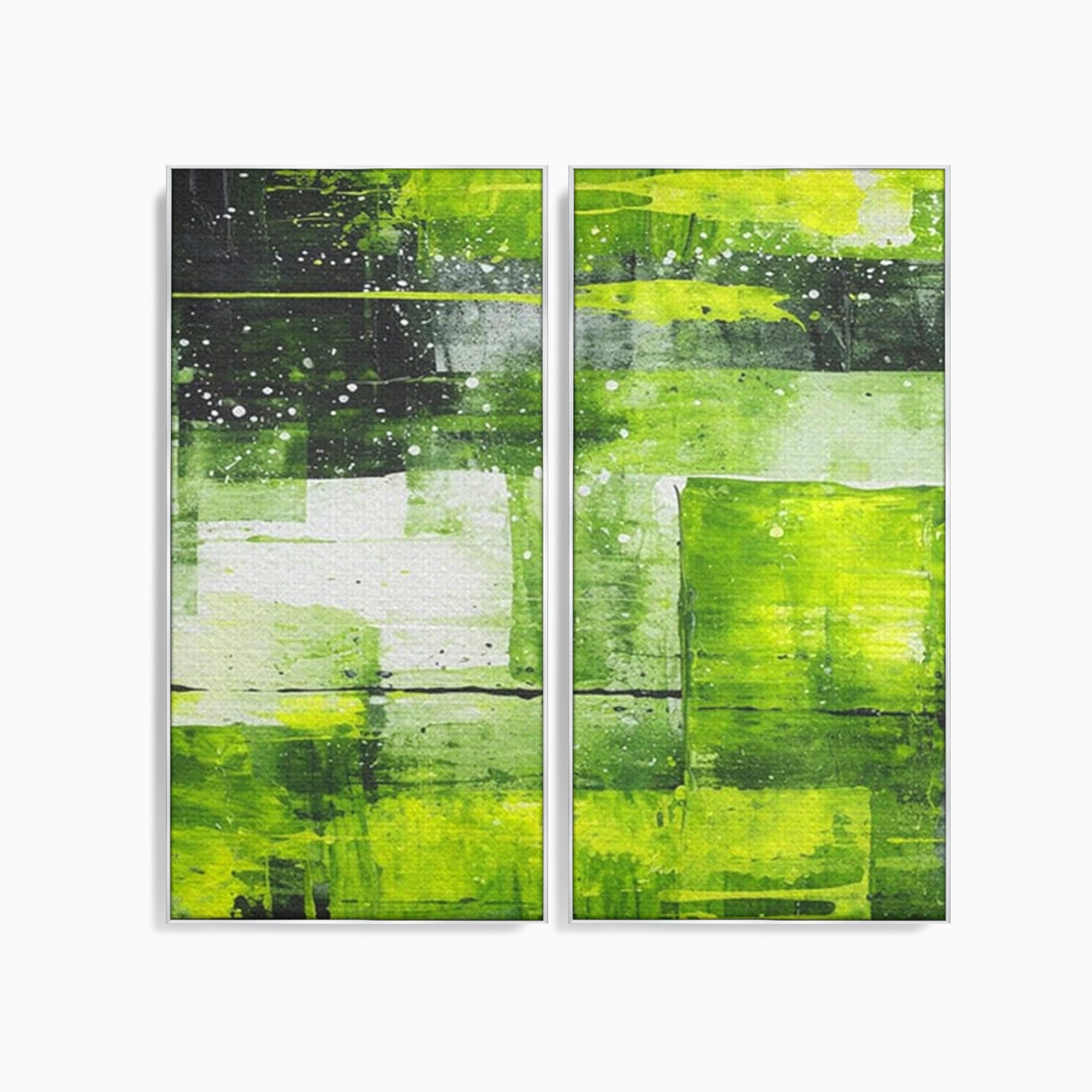Set 2 Tablouri Canvas Premium LuxCanva® C2-1273, Puls vegetal, Geometrie, Verde, Organic, Armonie, Peisaj, Straturi, Prospetime, Abstract, Textura, Minimalism, Liniste, Spa, Birou, Living, Dormitor