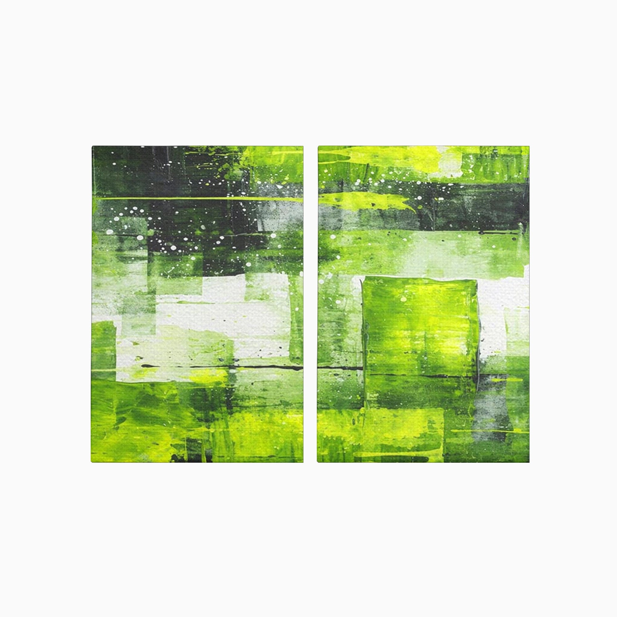 Set 2 Tablouri Canvas Premium LuxCanva® C2-1273, Puls vegetal, Geometrie, Verde, Organic, Armonie, Peisaj, Straturi, Prospetime, Abstract, Textura, Minimalism, Liniste, Spa, Birou, Living, Dormitor