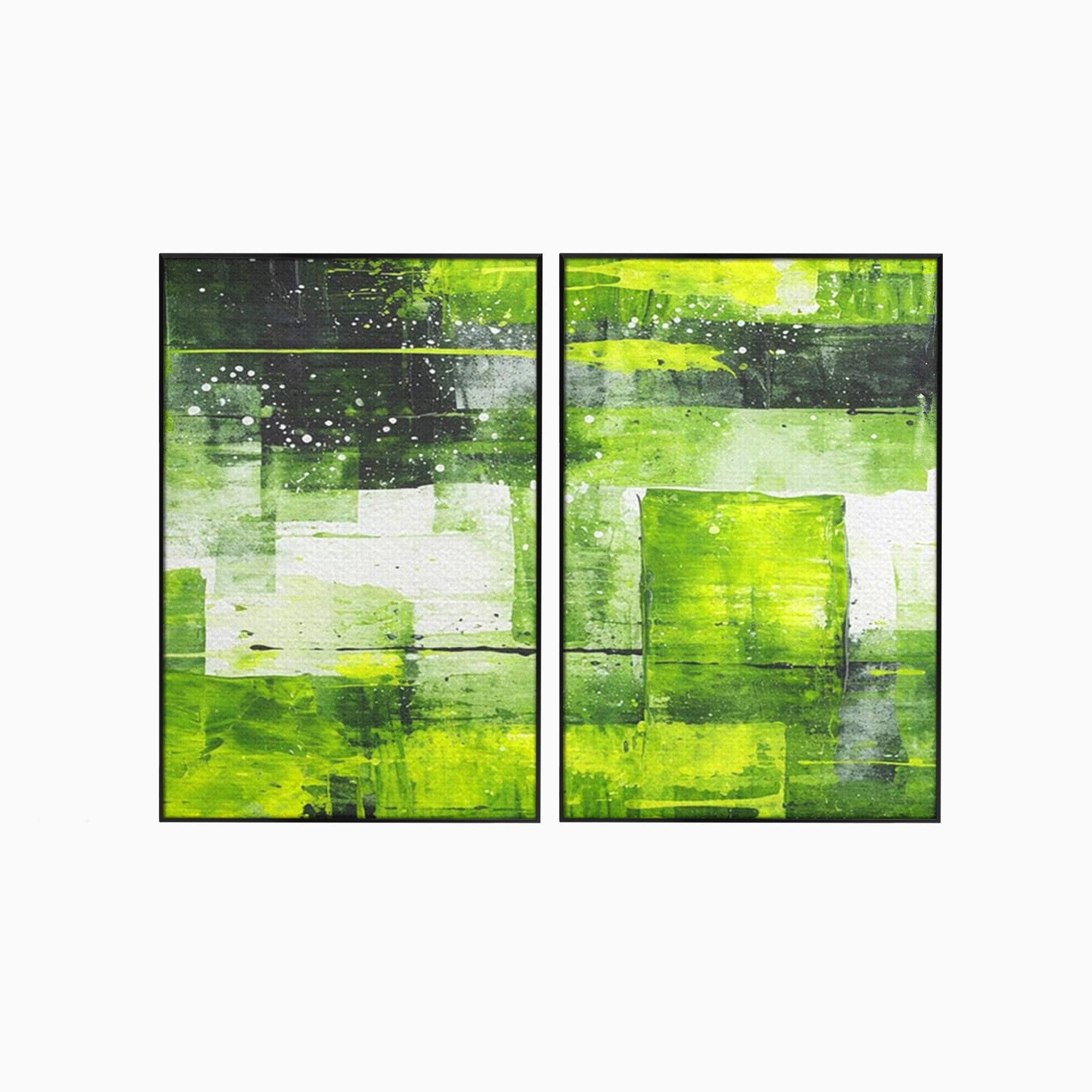 Set 2 Tablouri Canvas Premium LuxCanva® C2-1273, Puls vegetal, Geometrie, Verde, Organic, Armonie, Peisaj, Straturi, Prospetime, Abstract, Textura, Minimalism, Liniste, Spa, Birou, Living, Dormitor
