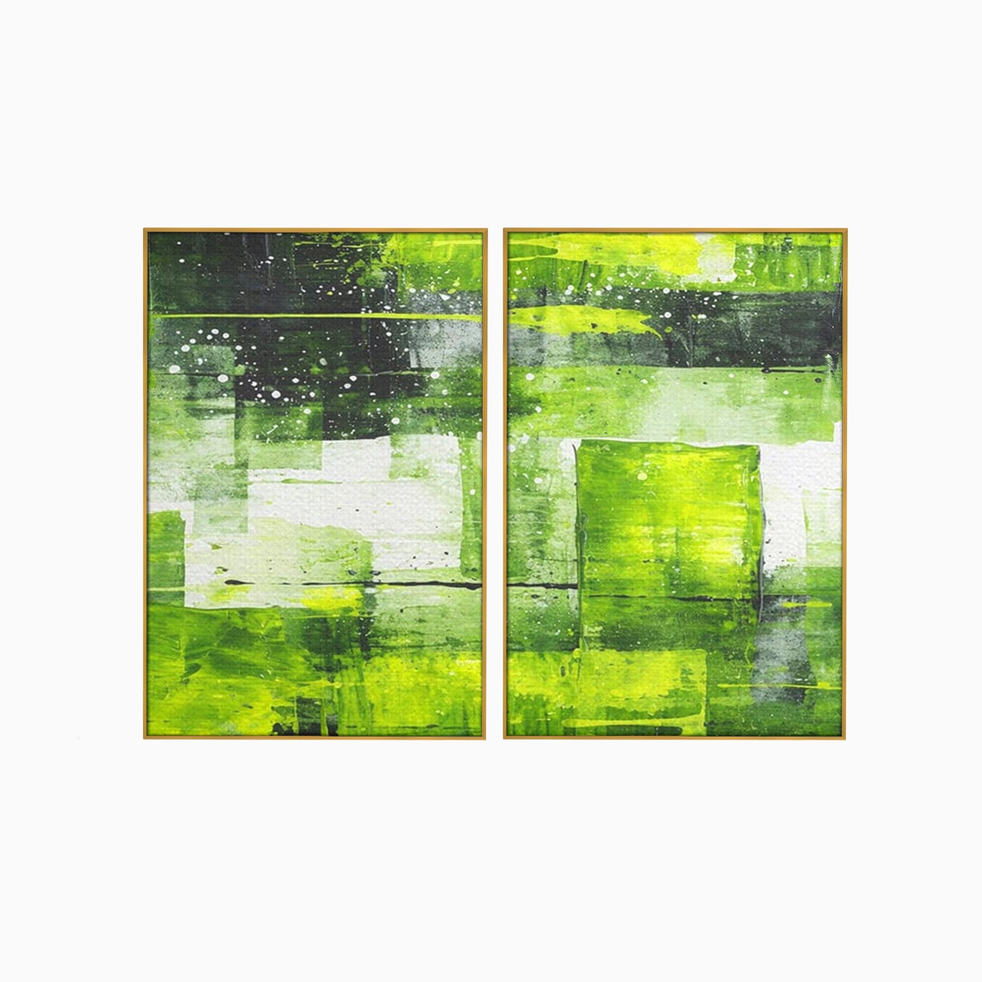 Set 2 Tablouri Canvas Premium LuxCanva® C2-1273, Puls vegetal, Geometrie, Verde, Organic, Armonie, Peisaj, Straturi, Prospetime, Abstract, Textura, Minimalism, Liniste, Spa, Birou, Living, Dormitor