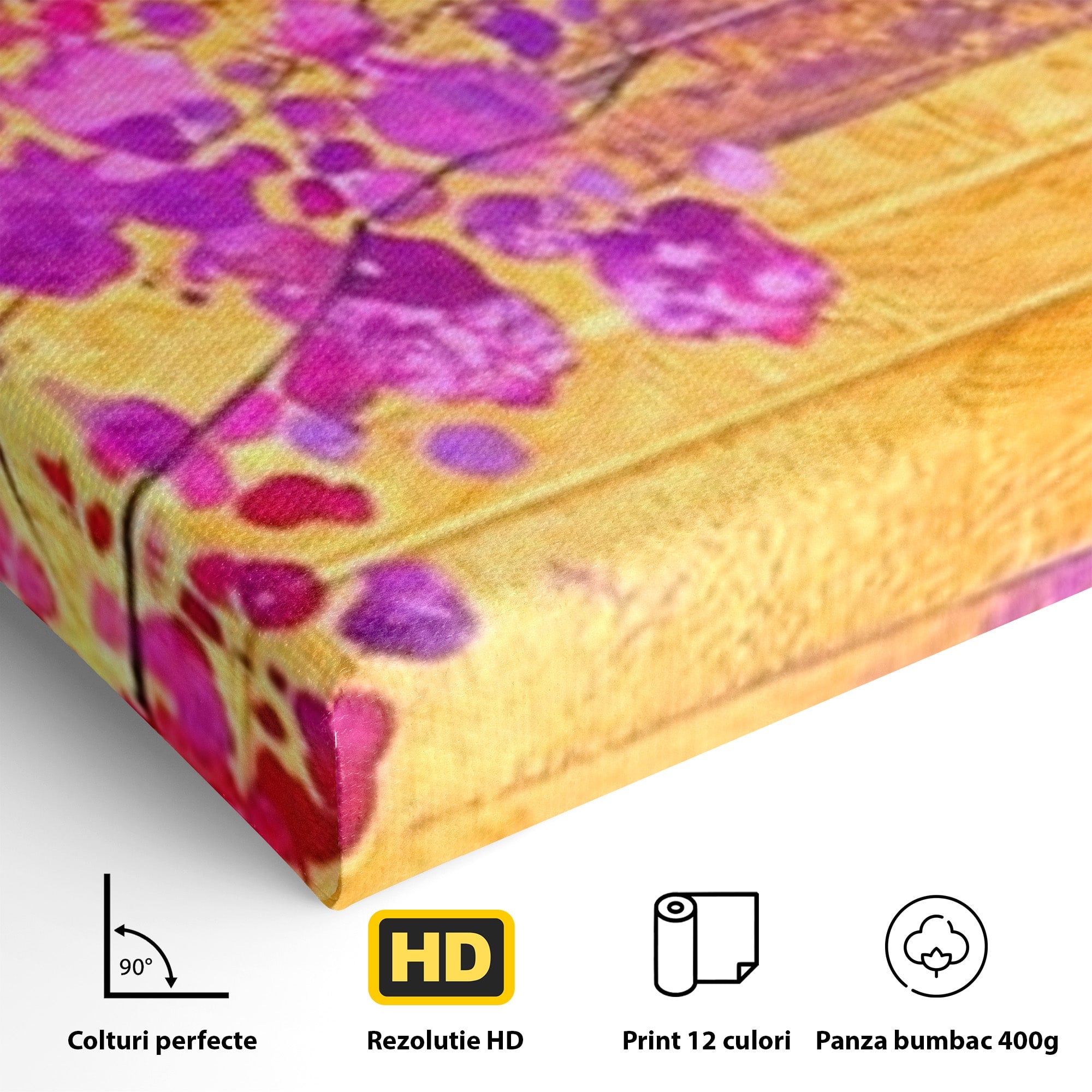 Set 2 Tablouri Canvas Premium LuxCanva® C2-1275, Gradina dintre linii, Geometrie, Mov, Roz, Abstract, Magenta, Linii, Textura, Armonie, Mister, Lumina, Eleganta, Violet, Auriu, Birou, Living, Dormitor