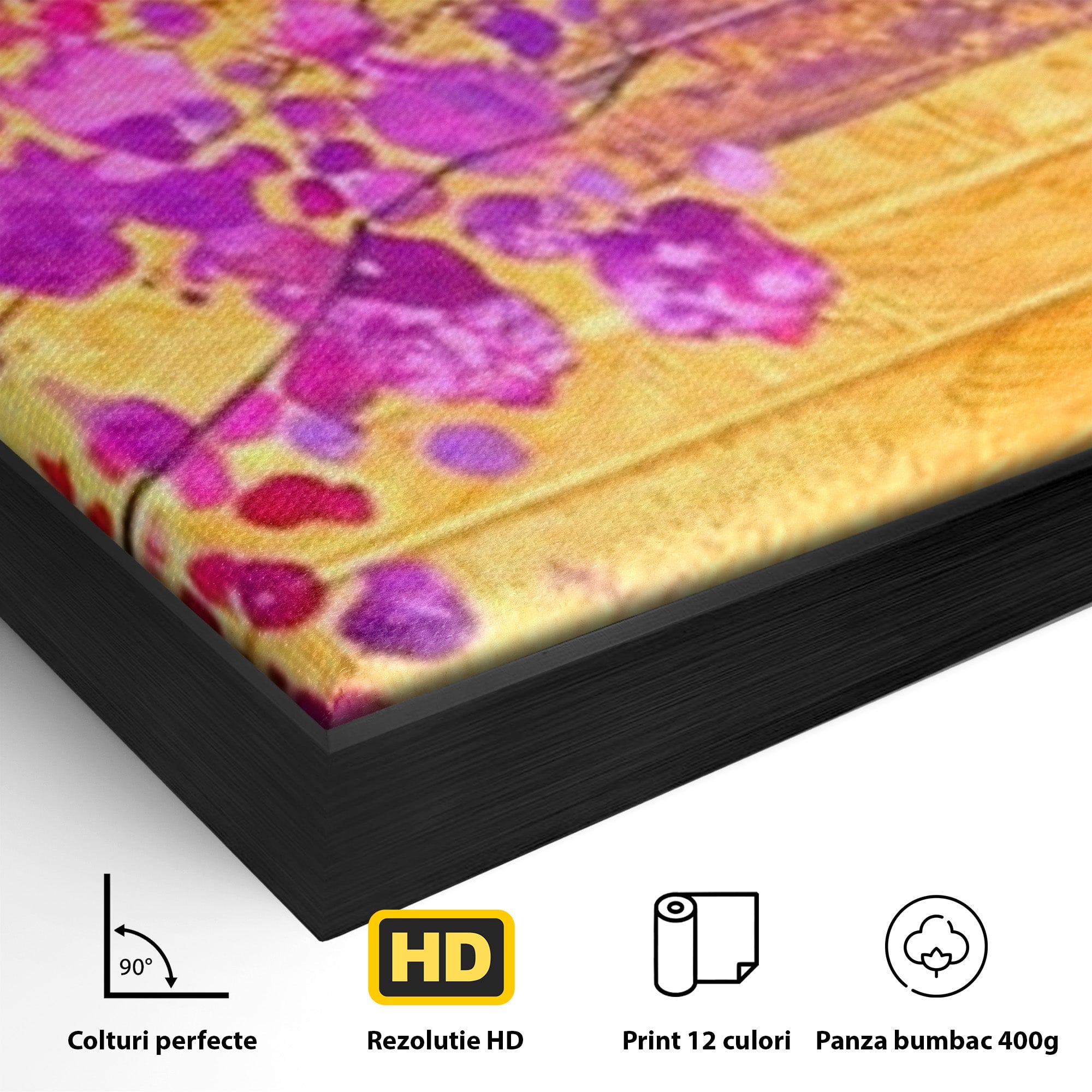 Set 2 Tablouri Canvas Premium LuxCanva® C2-1275, Gradina dintre linii, Geometrie, Mov, Roz, Abstract, Magenta, Linii, Textura, Armonie, Mister, Lumina, Eleganta, Violet, Auriu, Birou, Living, Dormitor