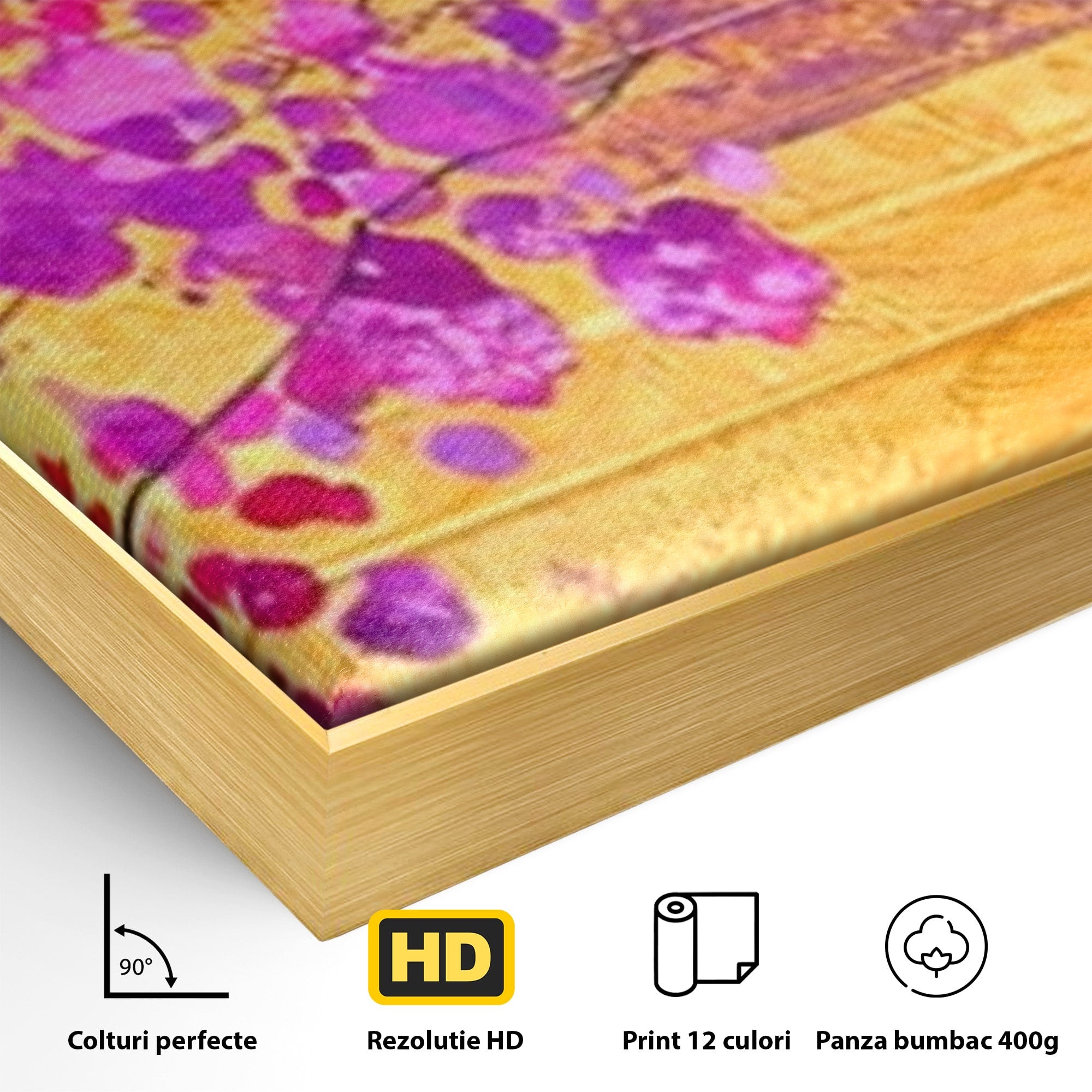 Set 2 Tablouri Canvas Premium LuxCanva® C2-1275, Gradina dintre linii, Geometrie, Mov, Roz, Abstract, Magenta, Linii, Textura, Armonie, Mister, Lumina, Eleganta, Violet, Auriu, Birou, Living, Dormitor