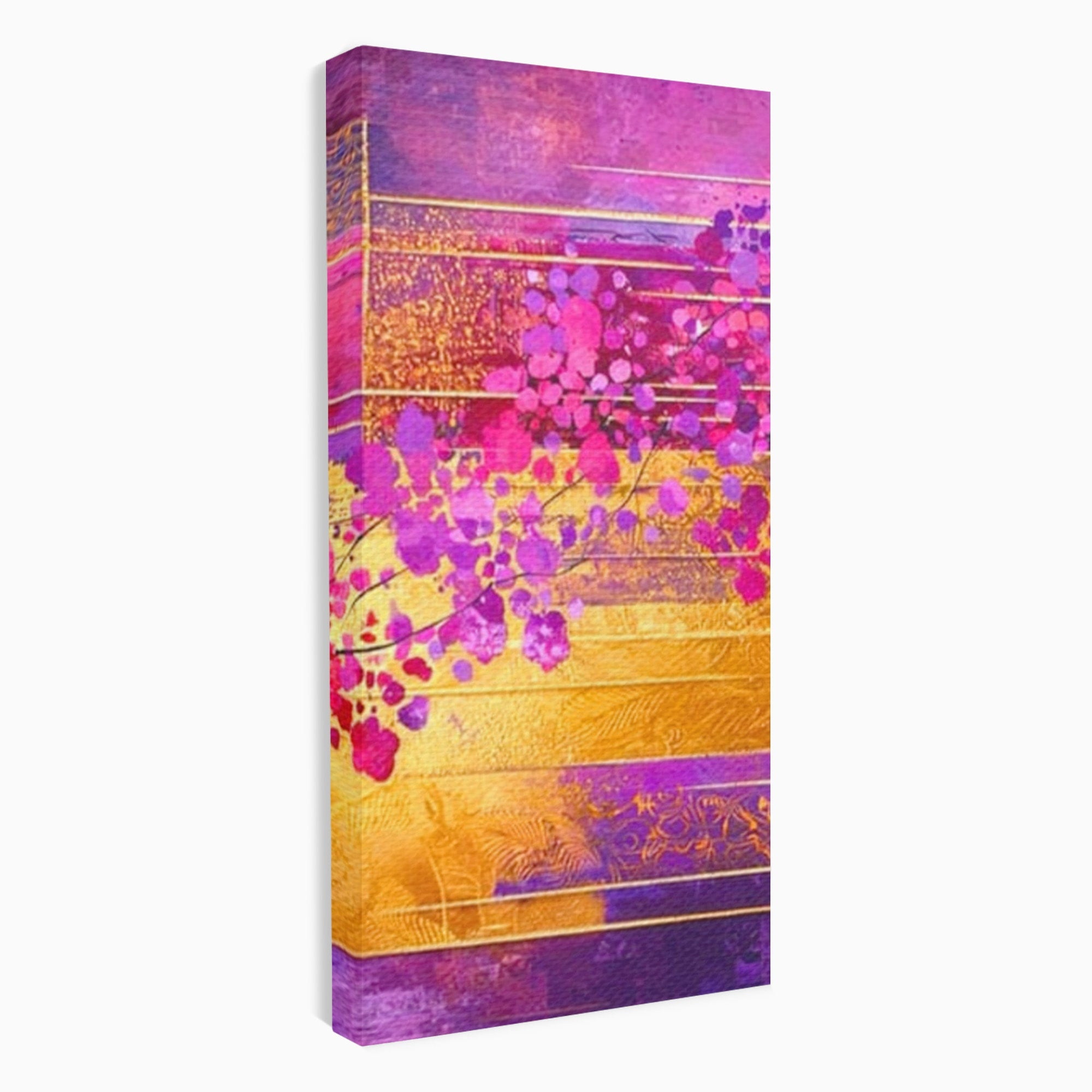 Set 2 Tablouri Canvas Premium LuxCanva® C2-1275, Gradina dintre linii, Geometrie, Mov, Roz, Abstract, Magenta, Linii, Textura, Armonie, Mister, Lumina, Eleganta, Violet, Auriu, Birou, Living, Dormitor