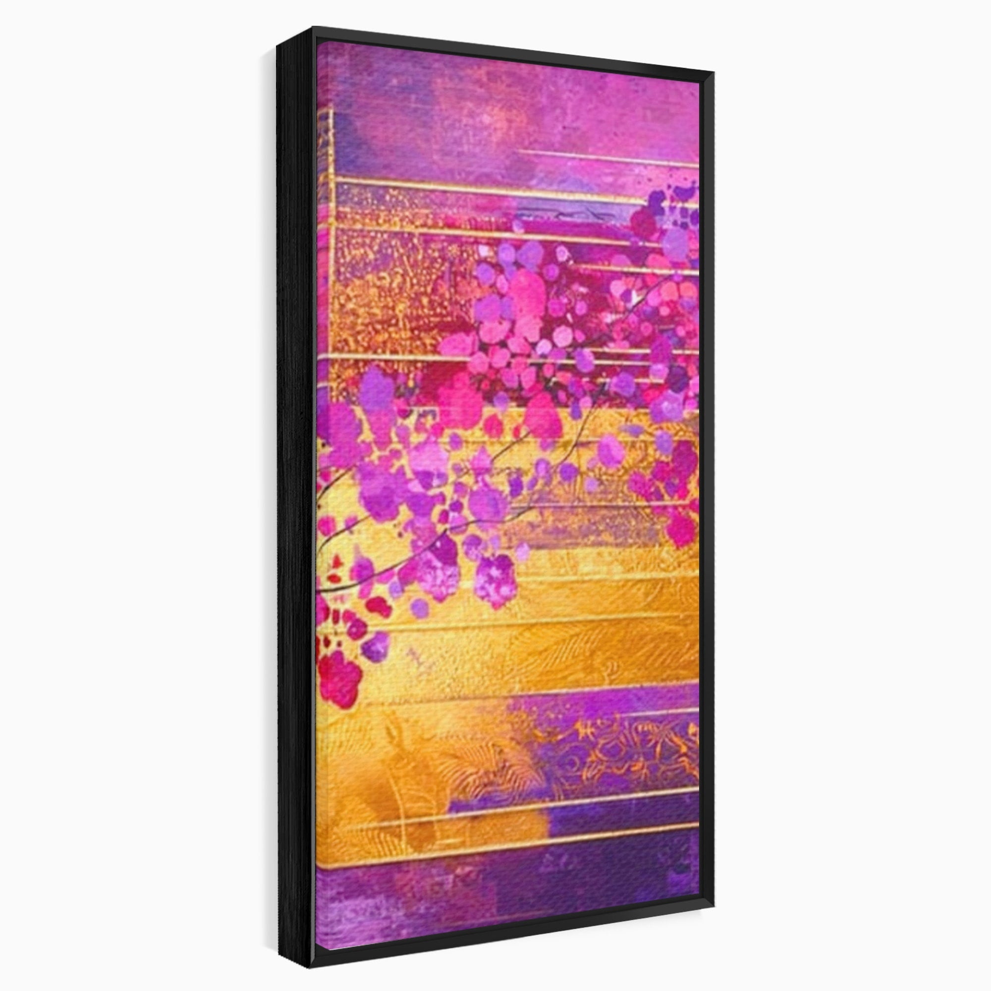 Set 2 Tablouri Canvas Premium LuxCanva® C2-1275, Gradina dintre linii, Geometrie, Mov, Roz, Abstract, Magenta, Linii, Textura, Armonie, Mister, Lumina, Eleganta, Violet, Auriu, Birou, Living, Dormitor