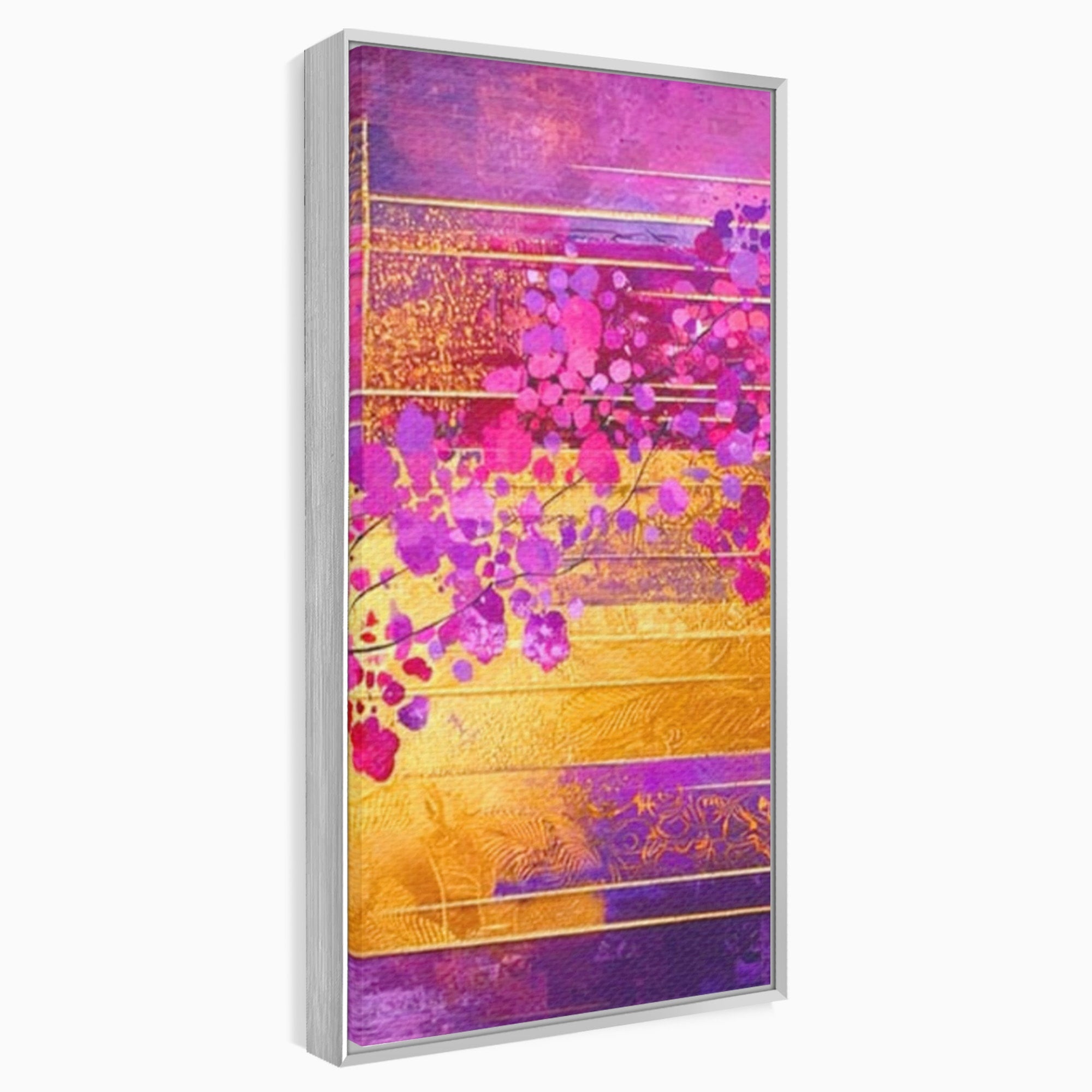 Set 2 Tablouri Canvas Premium LuxCanva® C2-1275, Gradina dintre linii, Geometrie, Mov, Roz, Abstract, Magenta, Linii, Textura, Armonie, Mister, Lumina, Eleganta, Violet, Auriu, Birou, Living, Dormitor