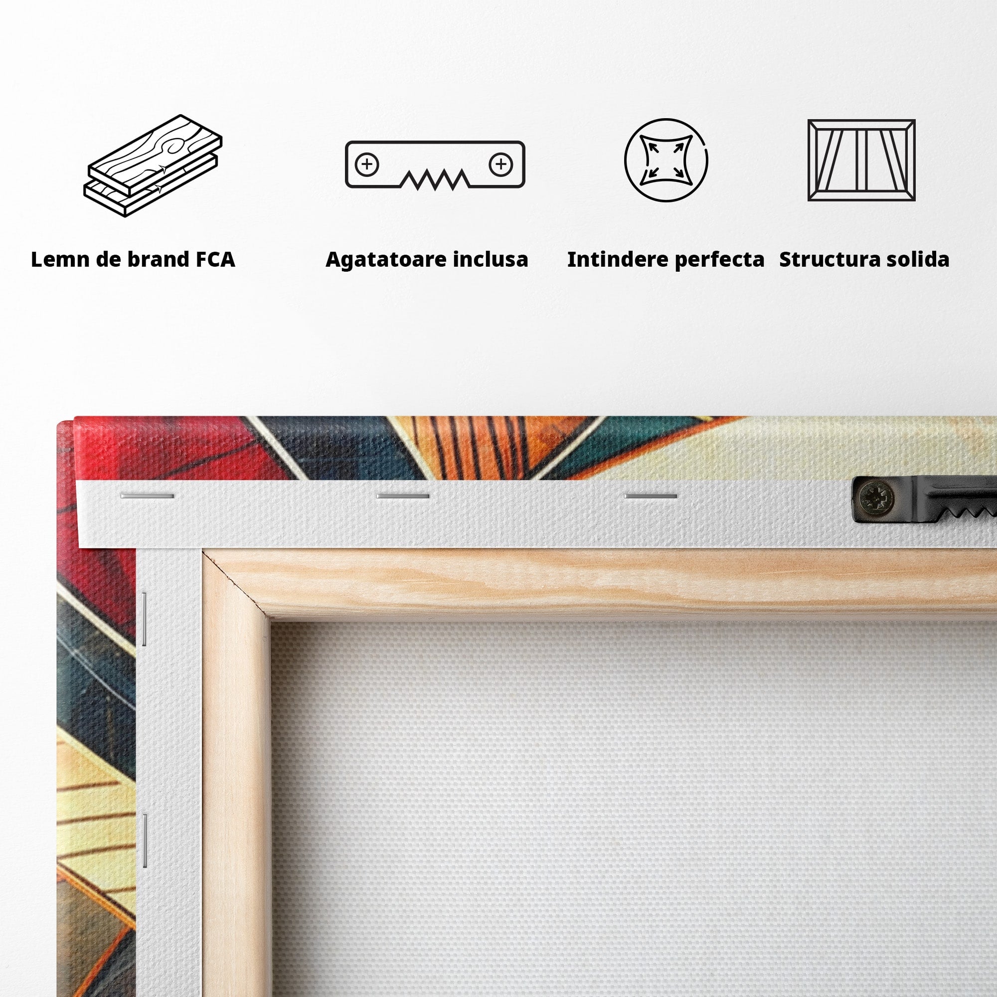 Set 2 Tablouri Canvas Premium LuxCanva® C2-1277, Intre nervuri de foc, Geometrie, Auriu, Rosu, Abstract, Linii, Profunzime, Simetrie, Circular, Spatiu, Forma, Templu, Expozitie, Birou, Living, Dormitor
