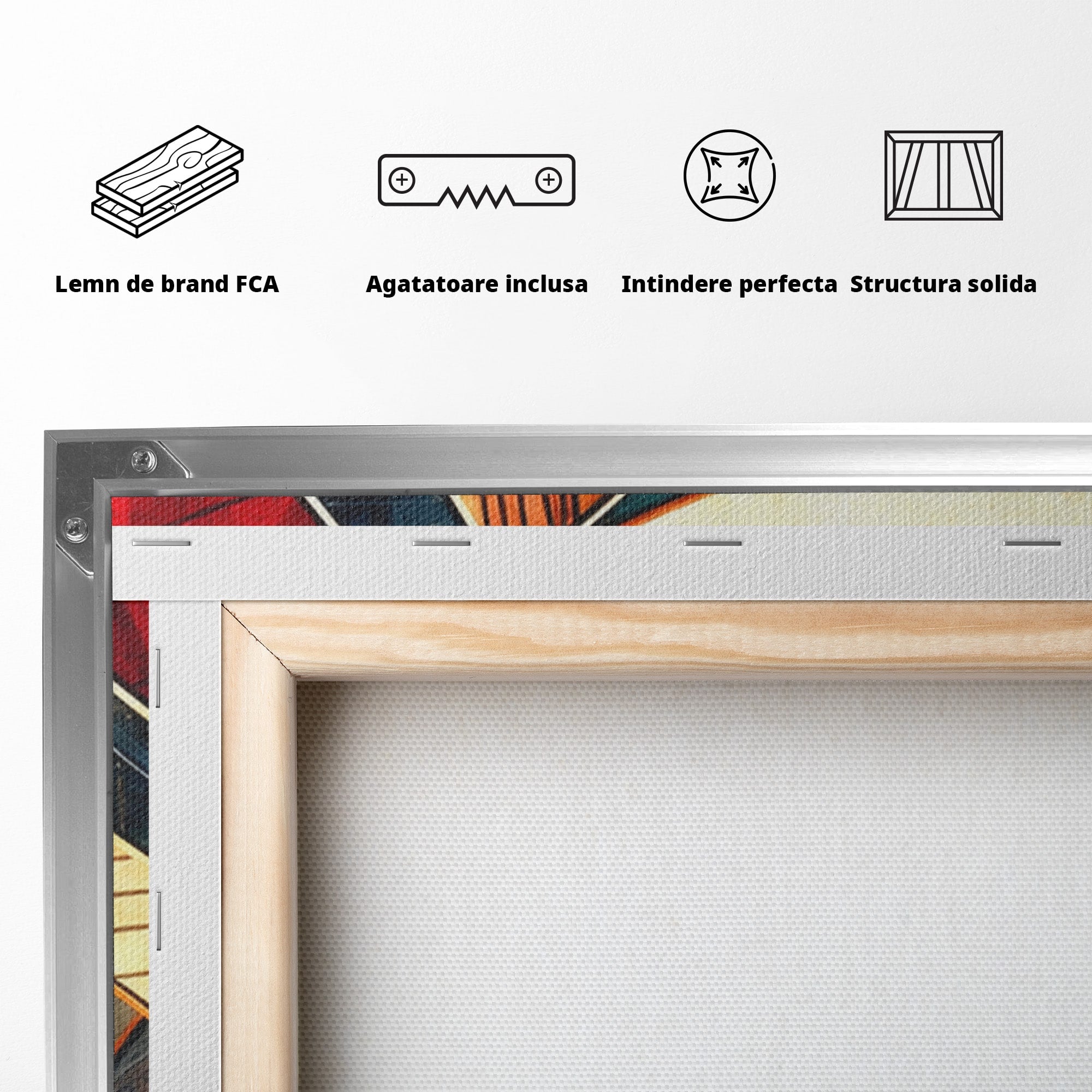 Set 2 Tablouri Canvas Premium LuxCanva® C2-1277, Intre nervuri de foc, Geometrie, Auriu, Rosu, Abstract, Linii, Profunzime, Simetrie, Circular, Spatiu, Forma, Templu, Expozitie, Birou, Living, Dormitor