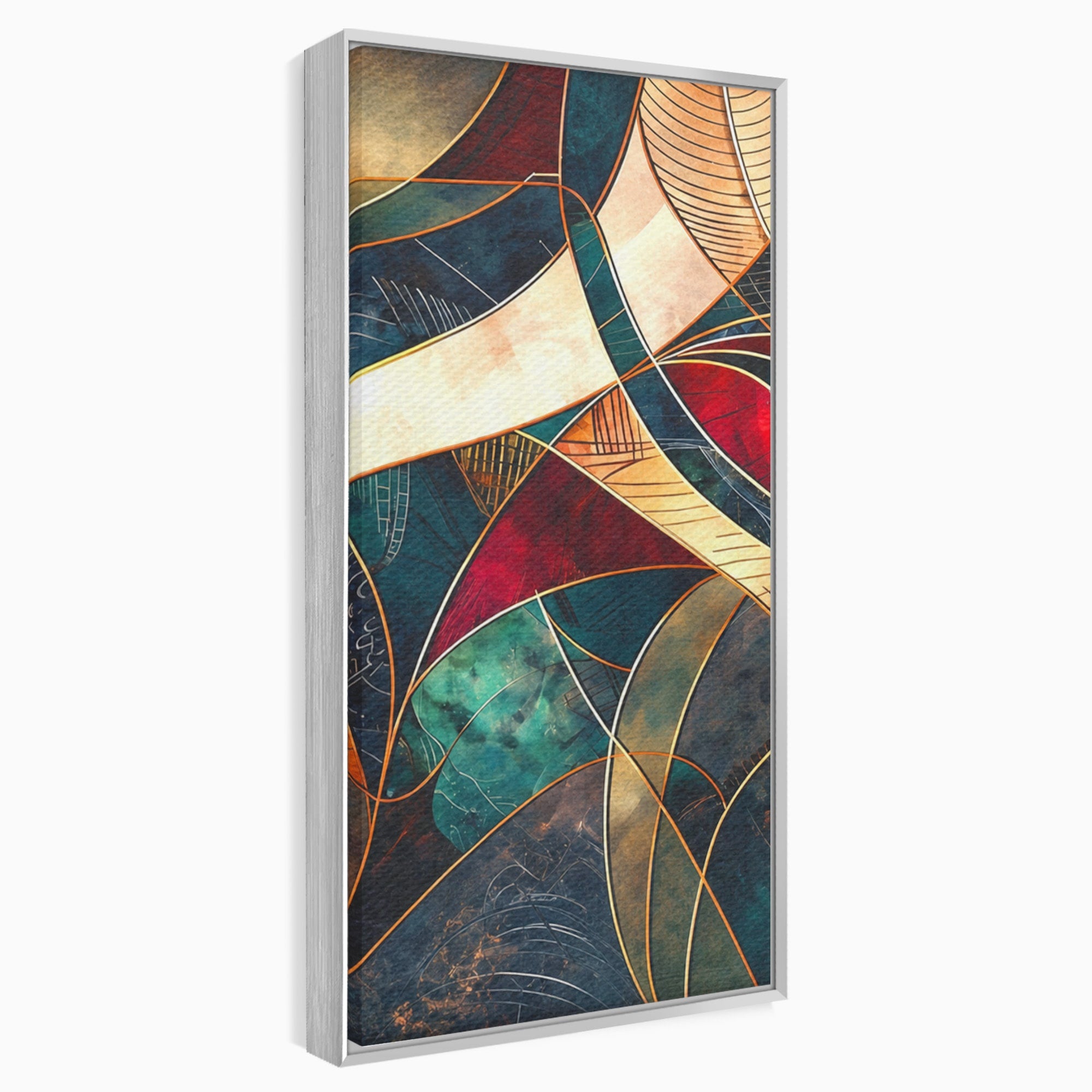 Set 2 Tablouri Canvas Premium LuxCanva® C2-1277, Intre nervuri de foc, Geometrie, Auriu, Rosu, Abstract, Linii, Profunzime, Simetrie, Circular, Spatiu, Forma, Templu, Expozitie, Birou, Living, Dormitor