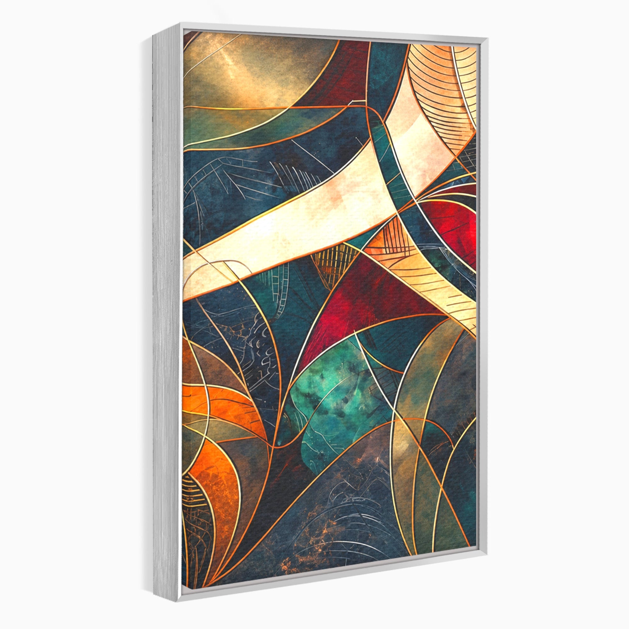 Set 2 Tablouri Canvas Premium LuxCanva® C2-1277, Intre nervuri de foc, Geometrie, Auriu, Rosu, Abstract, Linii, Profunzime, Simetrie, Circular, Spatiu, Forma, Templu, Expozitie, Birou, Living, Dormitor