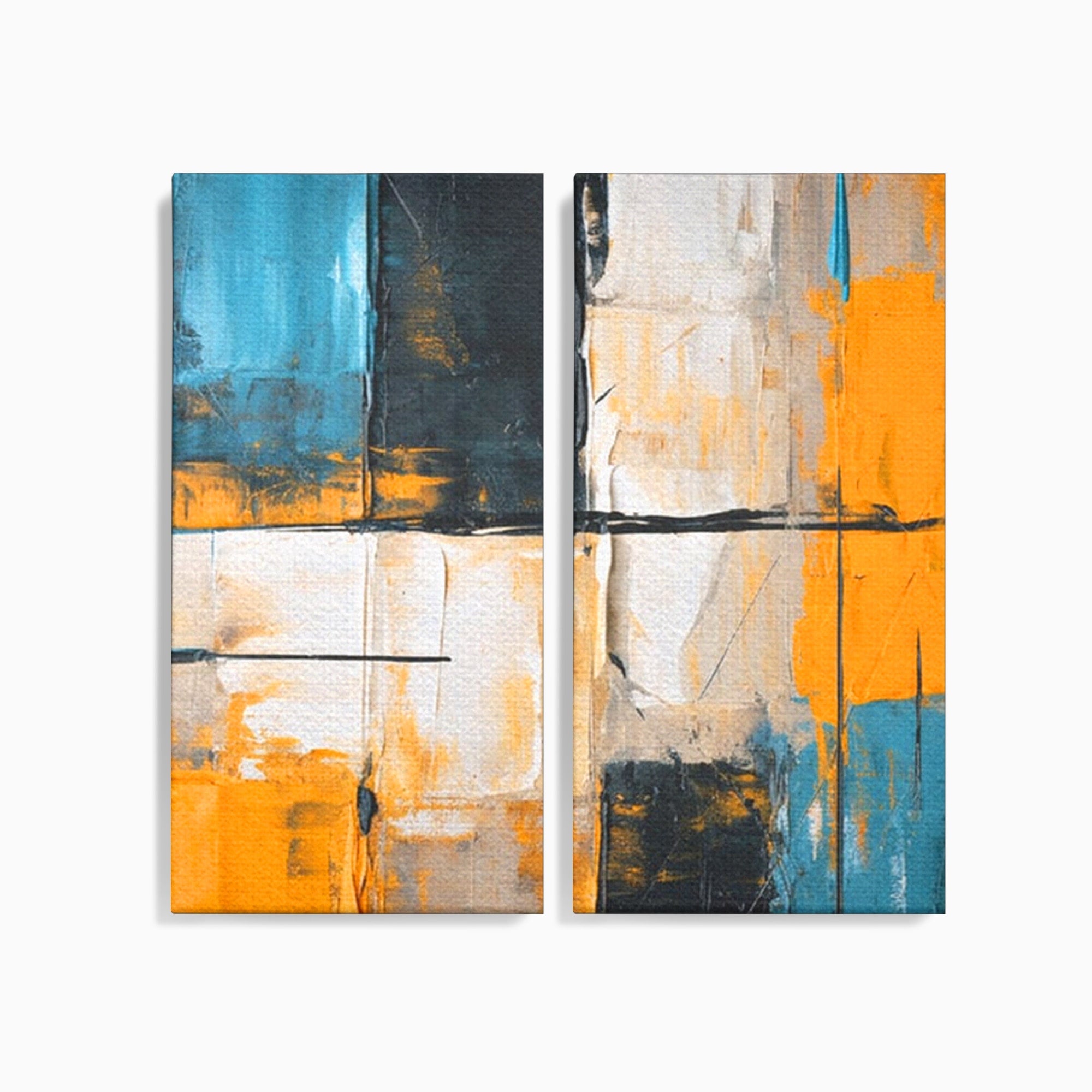 Set 2 Tablouri Canvas Premium LuxCanva® C2-1281, Spatii care tac, Geometrie, Culori, Abstract, Materie, Volum, Profunzime, Stabilitate, Urban, Univers, Gravitate, Expozitie, Birou, Living, Dormitor