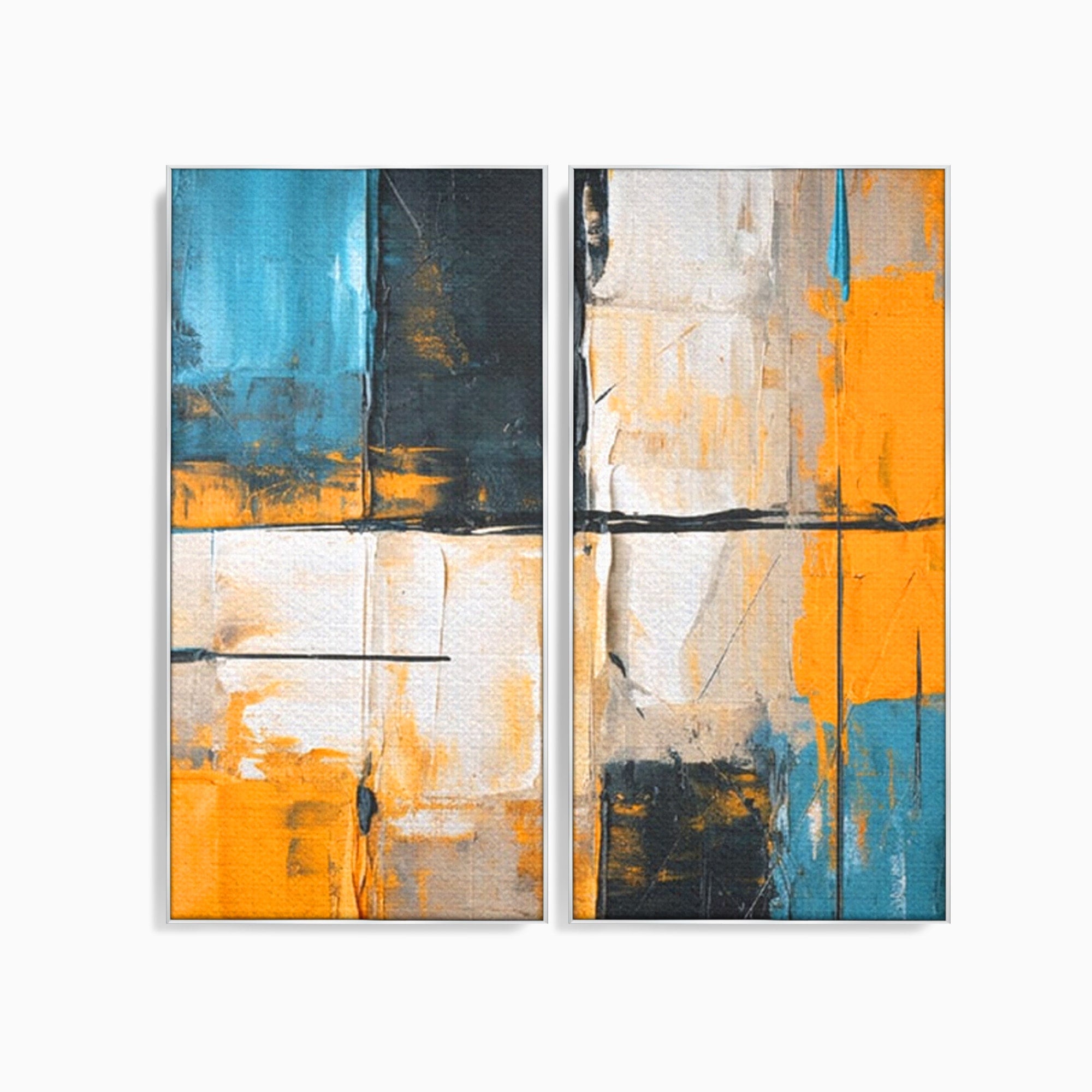 Set 2 Tablouri Canvas Premium LuxCanva® C2-1281, Spatii care tac, Geometrie, Culori, Abstract, Materie, Volum, Profunzime, Stabilitate, Urban, Univers, Gravitate, Expozitie, Birou, Living, Dormitor