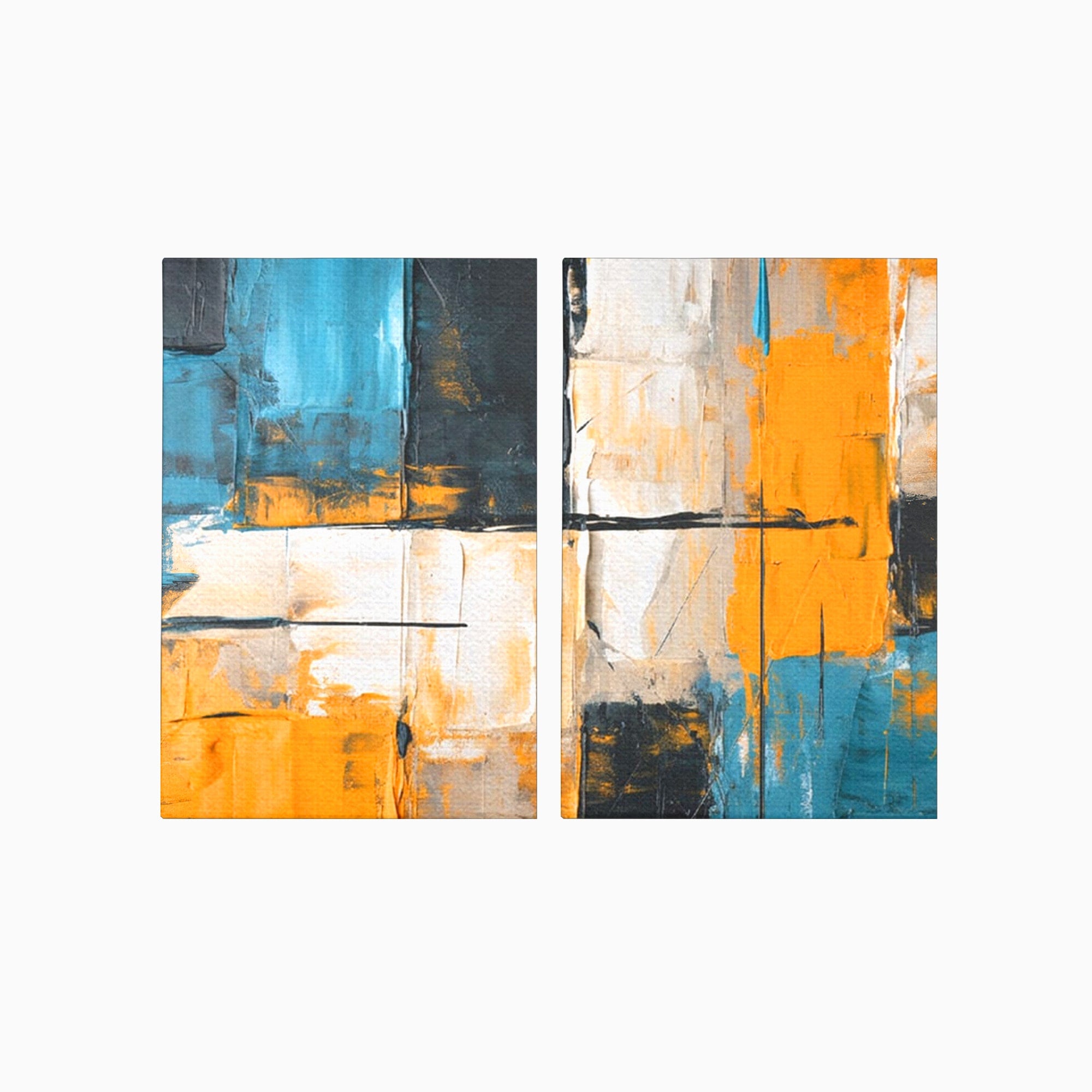 Set 2 Tablouri Canvas Premium LuxCanva® C2-1281, Spatii care tac, Geometrie, Culori, Abstract, Materie, Volum, Profunzime, Stabilitate, Urban, Univers, Gravitate, Expozitie, Birou, Living, Dormitor