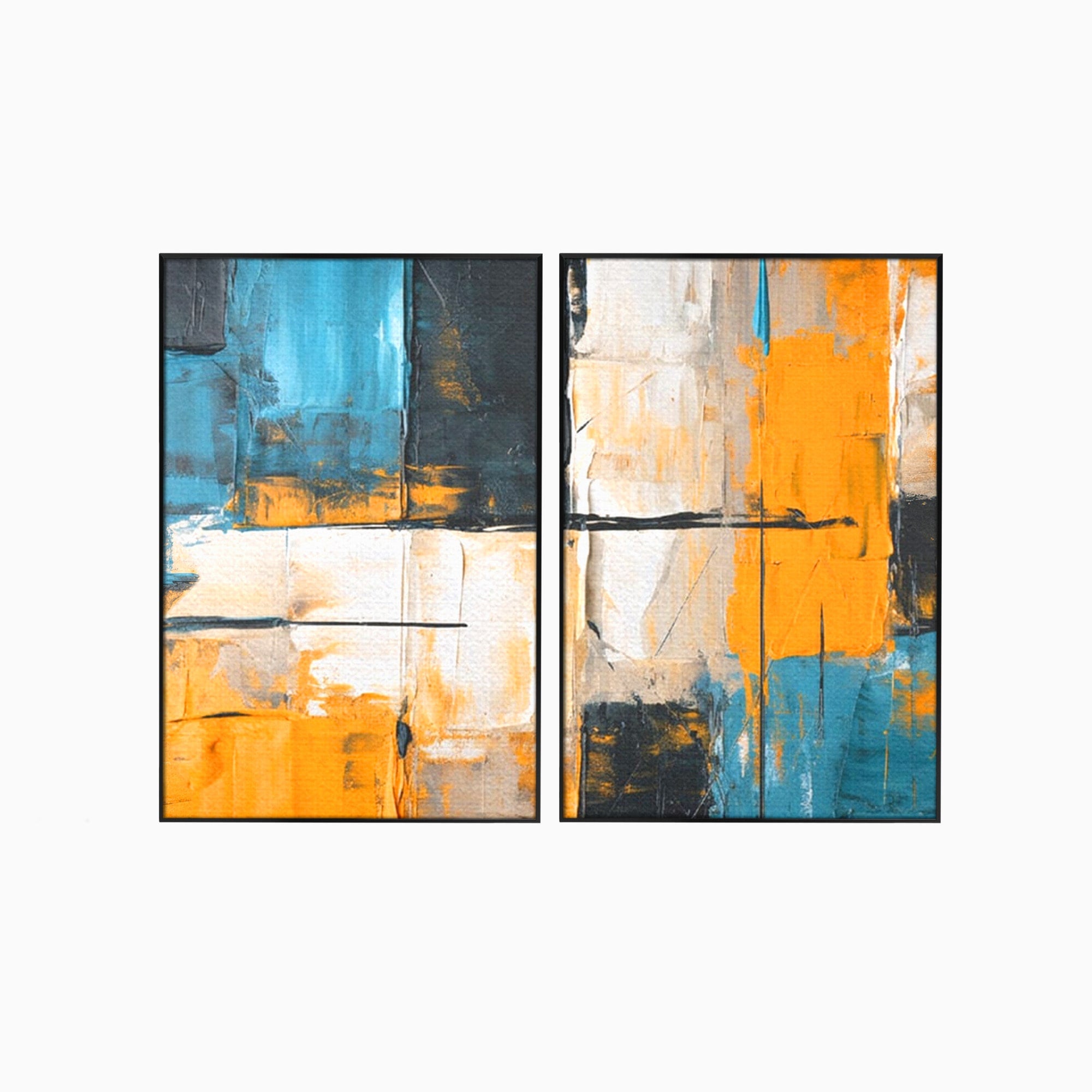 Set 2 Tablouri Canvas Premium LuxCanva® C2-1281, Spatii care tac, Geometrie, Culori, Abstract, Materie, Volum, Profunzime, Stabilitate, Urban, Univers, Gravitate, Expozitie, Birou, Living, Dormitor