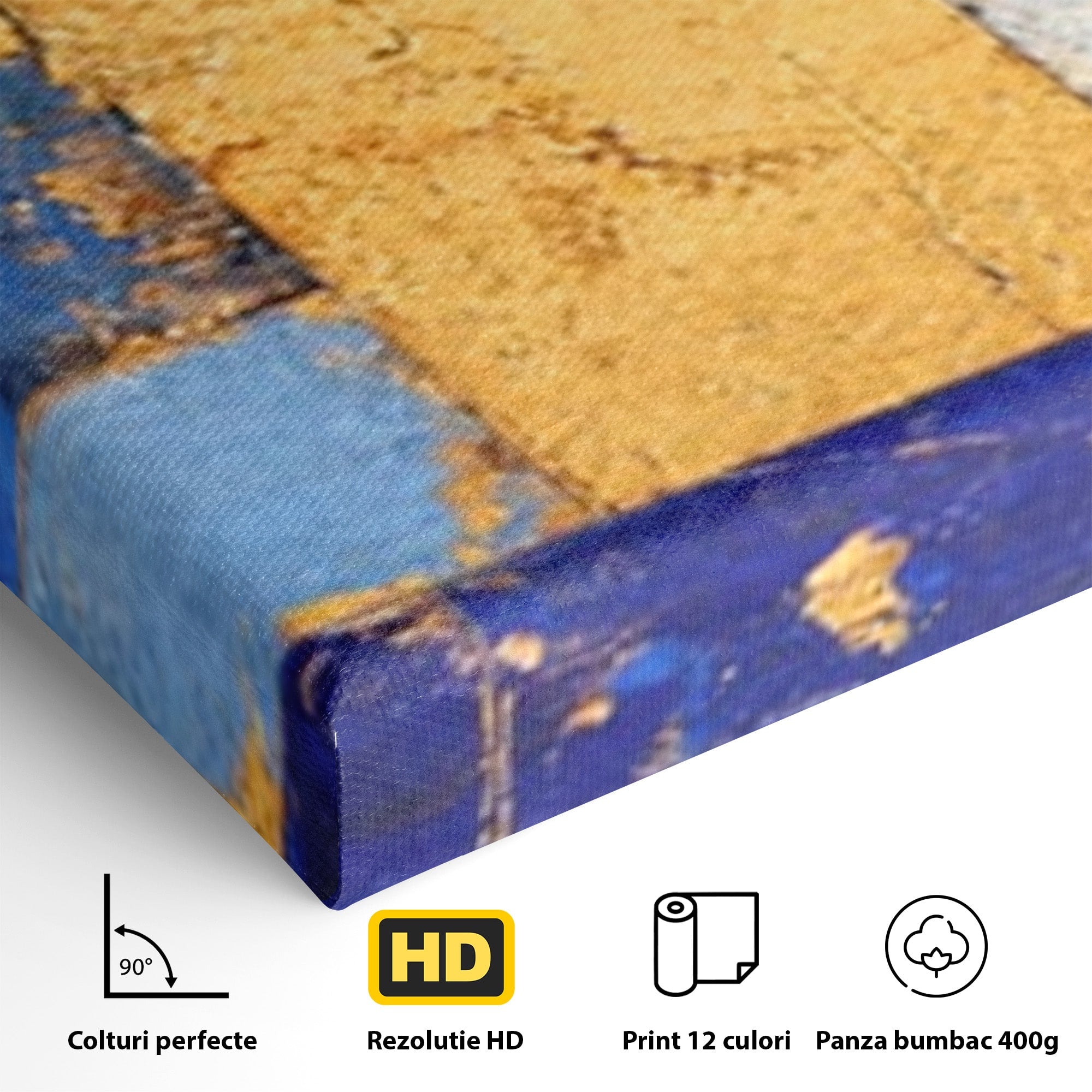 Set 2 Tablouri Canvas Premium LuxCanva® C2-1283, Aurul linistii albastre, Geometrie, Culori, Abstract, Albastru, Galben, Contrast, Delicatete, Pace, Seninatate, Estetica, Expozitie, Birou, Living, Dormitor