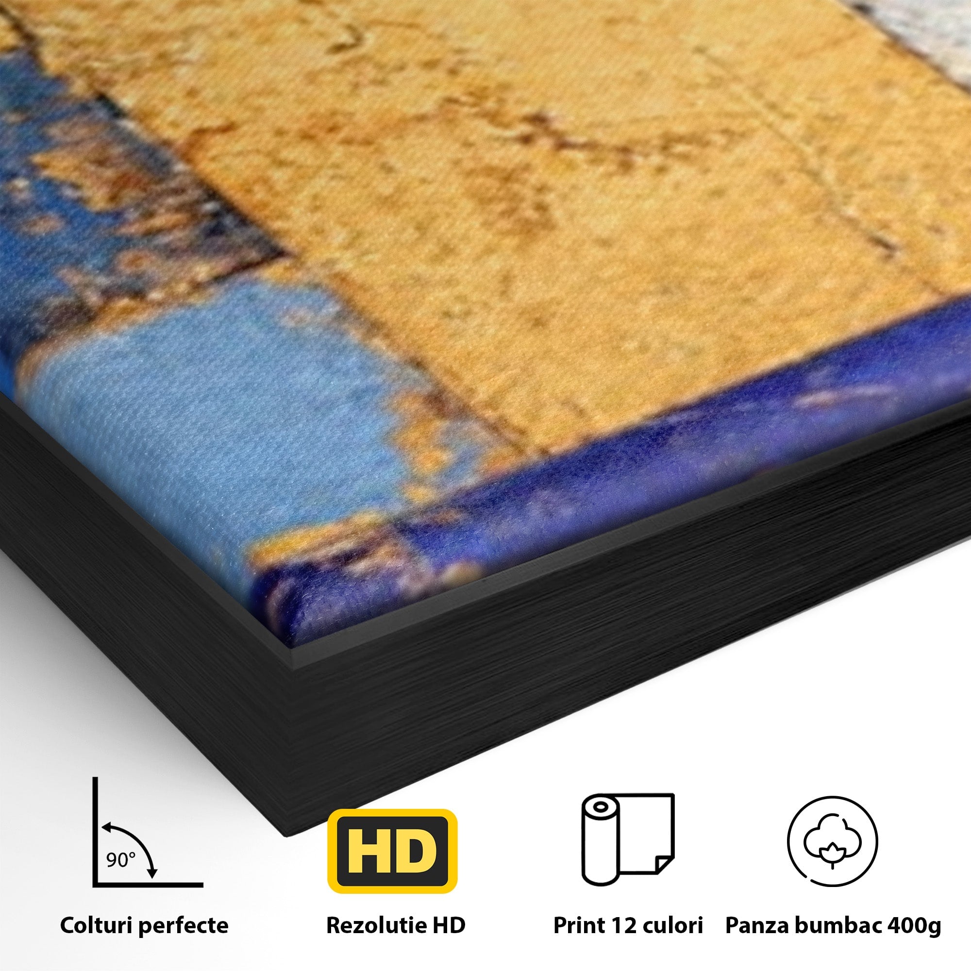 Set 2 Tablouri Canvas Premium LuxCanva® C2-1283, Aurul linistii albastre, Geometrie, Culori, Abstract, Albastru, Galben, Contrast, Delicatete, Pace, Seninatate, Estetica, Expozitie, Birou, Living, Dormitor