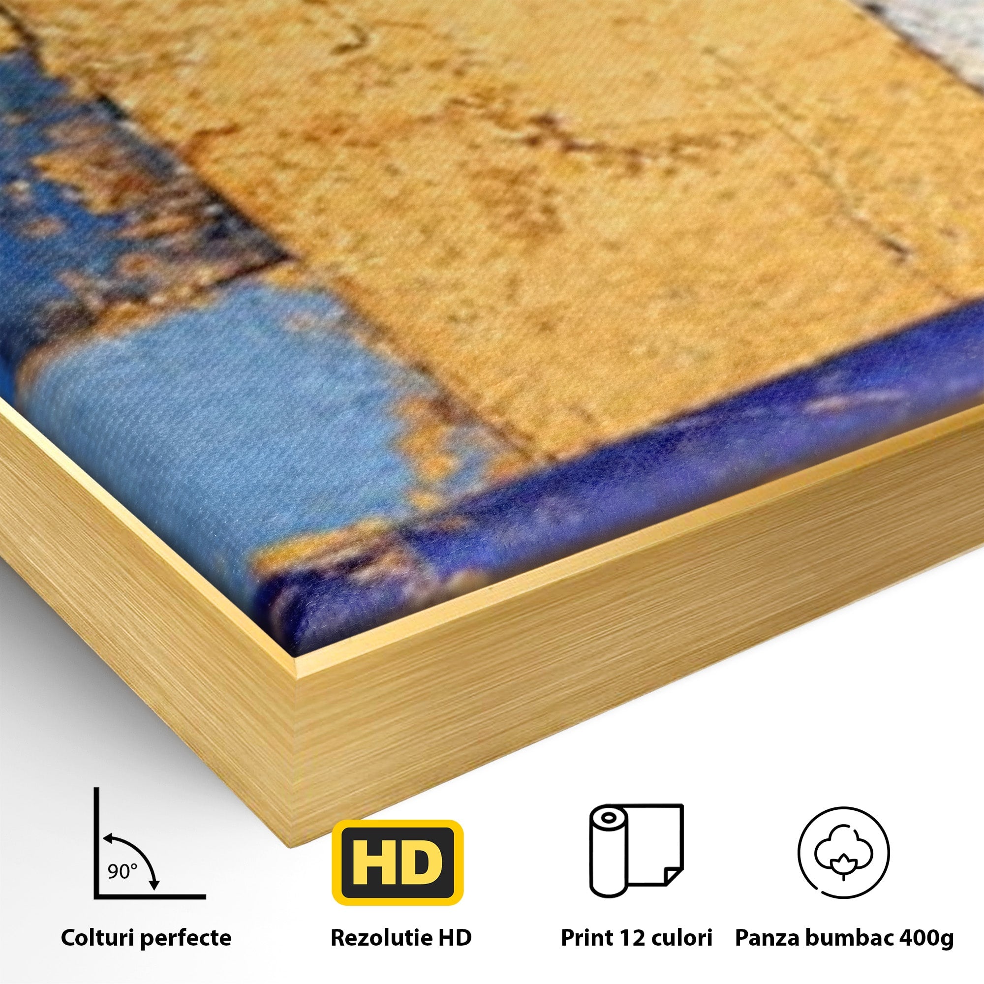 Set 2 Tablouri Canvas Premium LuxCanva® C2-1283, Aurul linistii albastre, Geometrie, Culori, Abstract, Albastru, Galben, Contrast, Delicatete, Pace, Seninatate, Estetica, Expozitie, Birou, Living, Dormitor