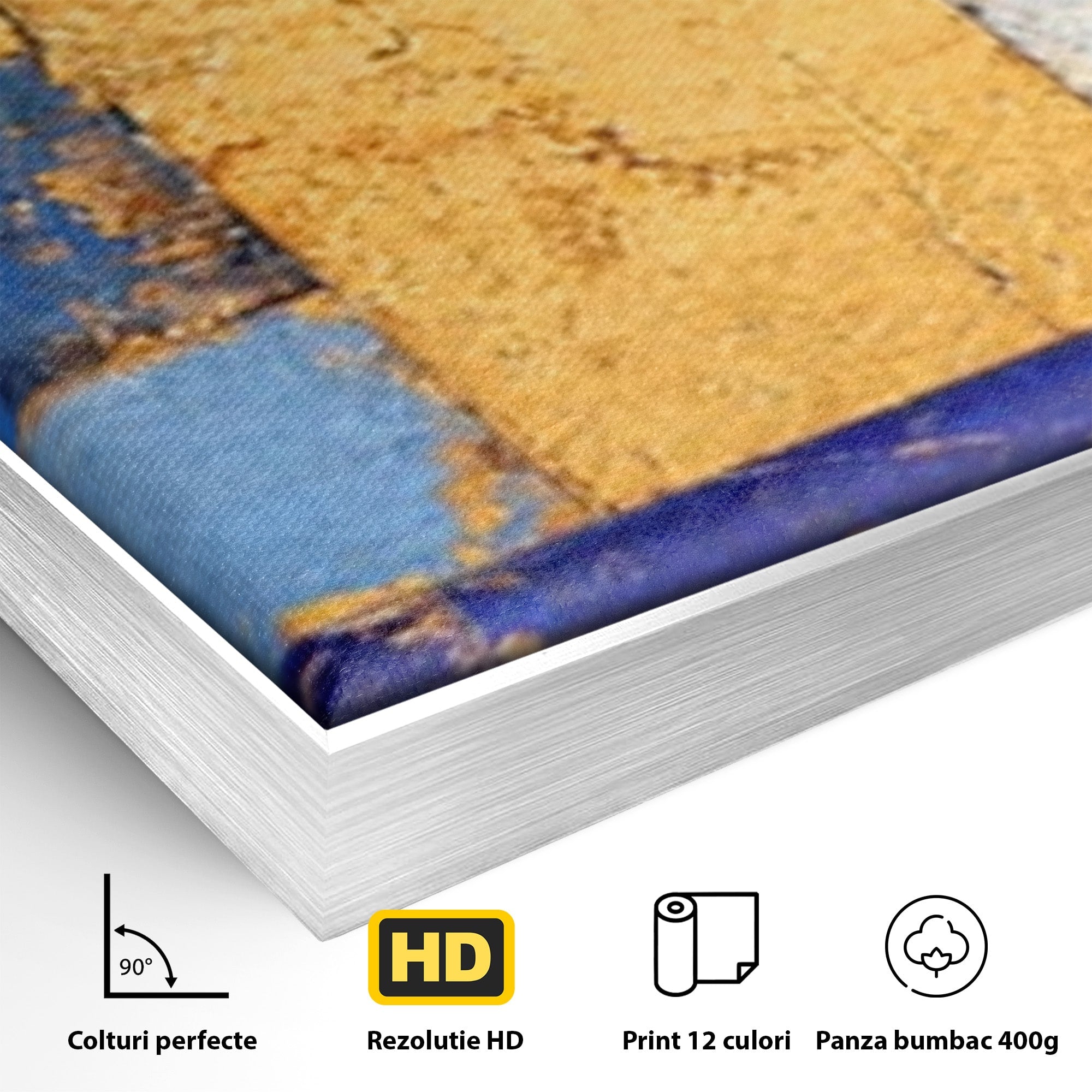 Set 2 Tablouri Canvas Premium LuxCanva® C2-1283, Aurul linistii albastre, Geometrie, Culori, Abstract, Albastru, Galben, Contrast, Delicatete, Pace, Seninatate, Estetica, Expozitie, Birou, Living, Dormitor