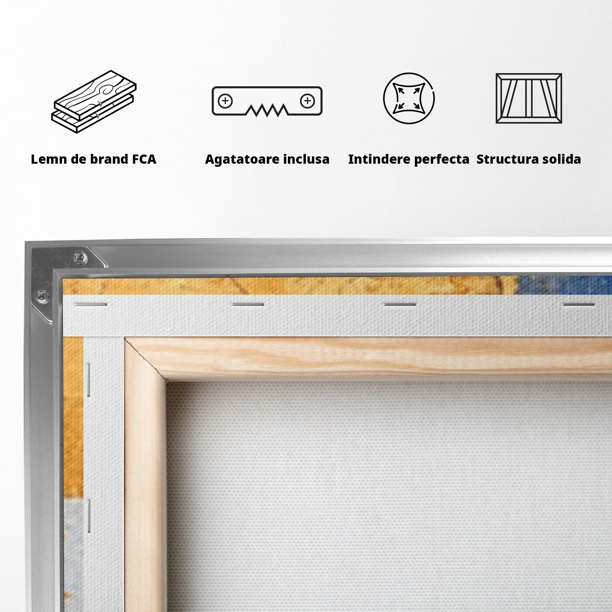 Set 2 Tablouri Canvas Premium LuxCanva® C2-1283, Aurul linistii albastre, Geometrie, Culori, Abstract, Albastru, Galben, Contrast, Delicatete, Pace, Seninatate, Estetica, Expozitie, Birou, Living, Dormitor