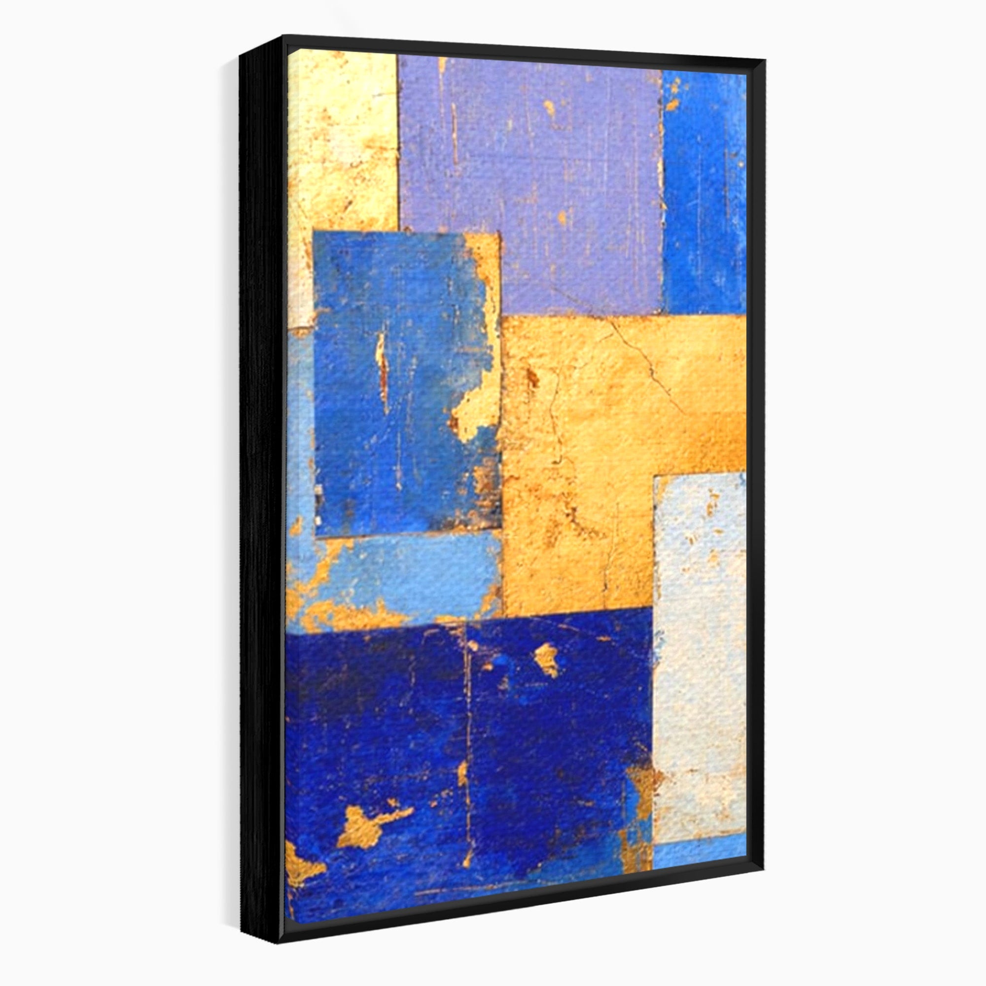 Set 2 Tablouri Canvas Premium LuxCanva® C2-1283, Aurul linistii albastre, Geometrie, Culori, Abstract, Albastru, Galben, Contrast, Delicatete, Pace, Seninatate, Estetica, Expozitie, Birou, Living, Dormitor