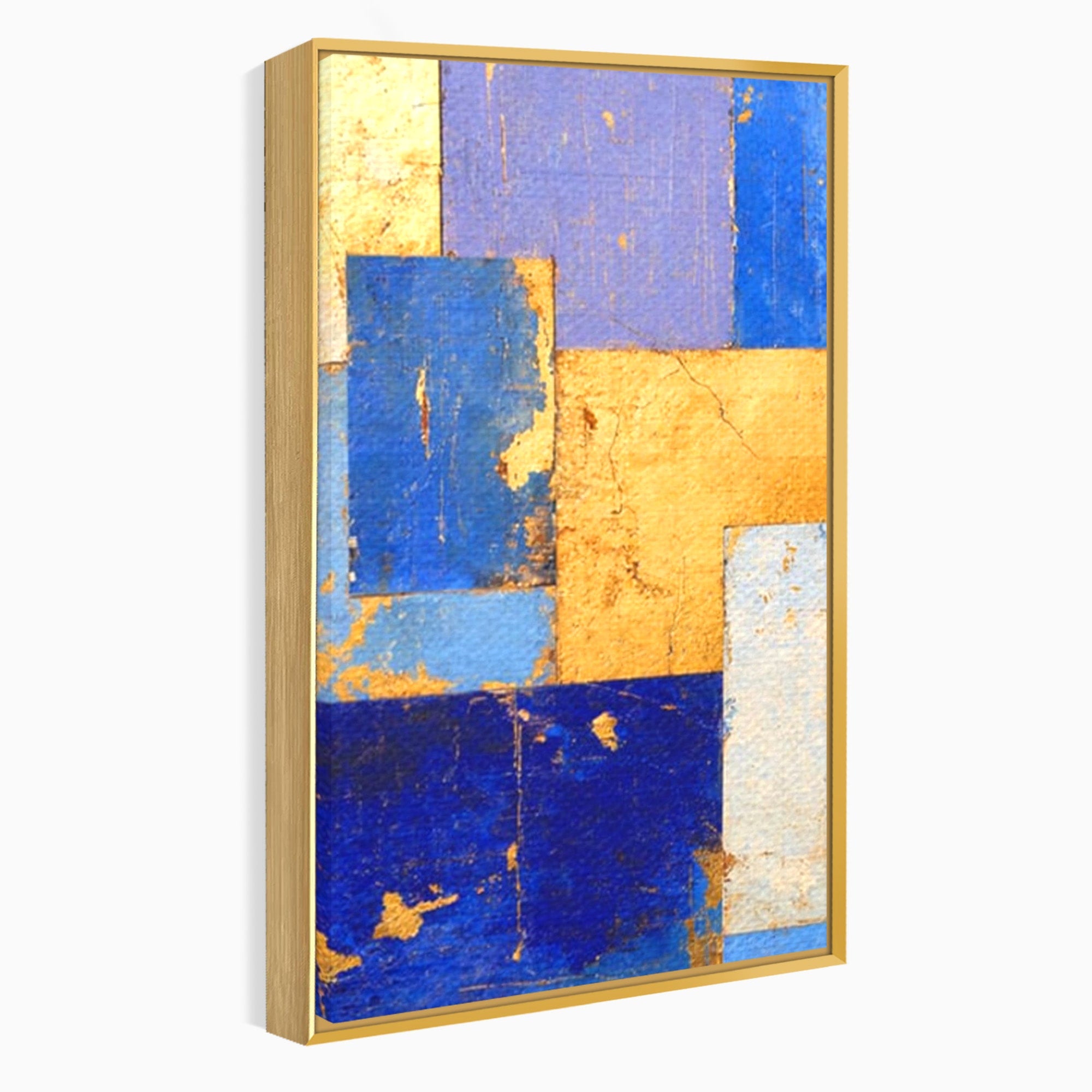 Set 2 Tablouri Canvas Premium LuxCanva® C2-1283, Aurul linistii albastre, Geometrie, Culori, Abstract, Albastru, Galben, Contrast, Delicatete, Pace, Seninatate, Estetica, Expozitie, Birou, Living, Dormitor