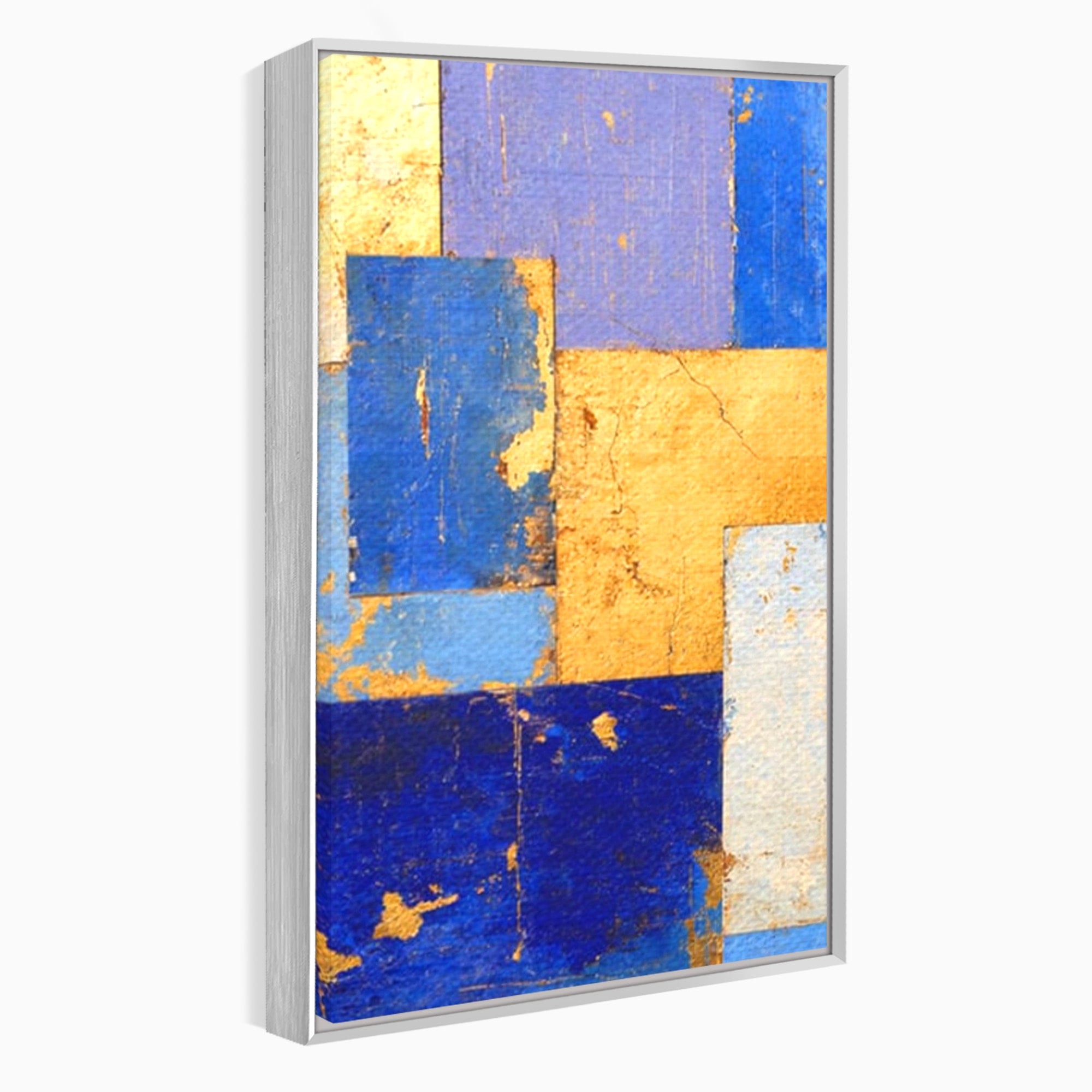 Set 2 Tablouri Canvas Premium LuxCanva® C2-1283, Aurul linistii albastre, Geometrie, Culori, Abstract, Albastru, Galben, Contrast, Delicatete, Pace, Seninatate, Estetica, Expozitie, Birou, Living, Dormitor