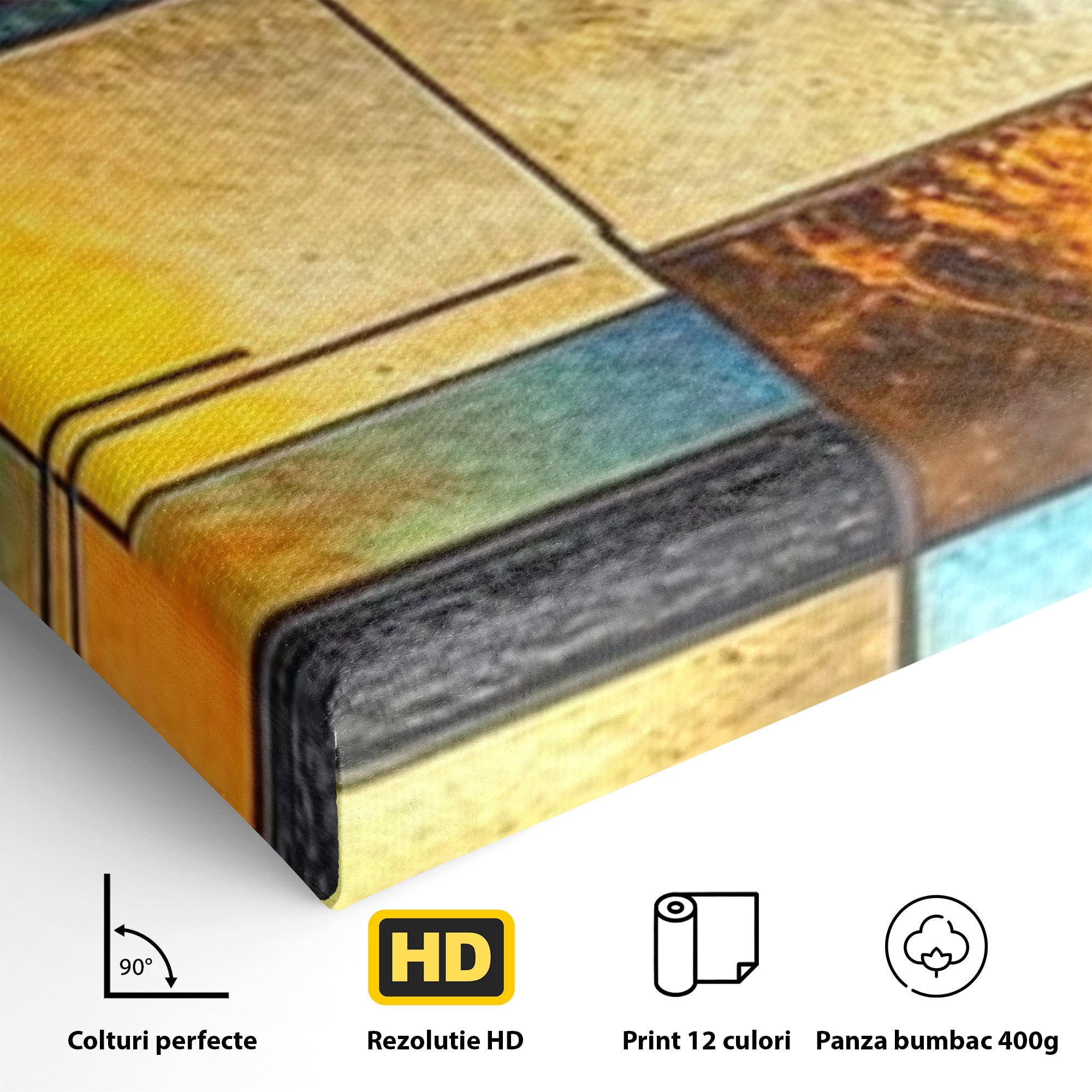 Set 2 Tablouri Canvas Premium LuxCanva® C2-1288, Orase Nevazute, Geometrie, Culori, Abstract, Aur, Turcoaz, Metal, Apa, Memorii, Liniste, Planuri, Timp, Harti, Fragment, Orizont, Birou, Living, Dormitor
