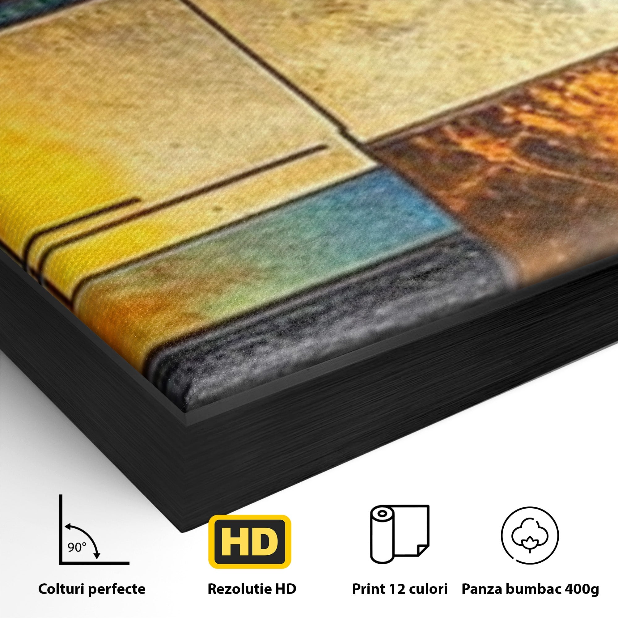 Set 2 Tablouri Canvas Premium LuxCanva® C2-1288, Orase Nevazute, Geometrie, Culori, Abstract, Aur, Turcoaz, Metal, Apa, Memorii, Liniste, Planuri, Timp, Harti, Fragment, Orizont, Birou, Living, Dormitor