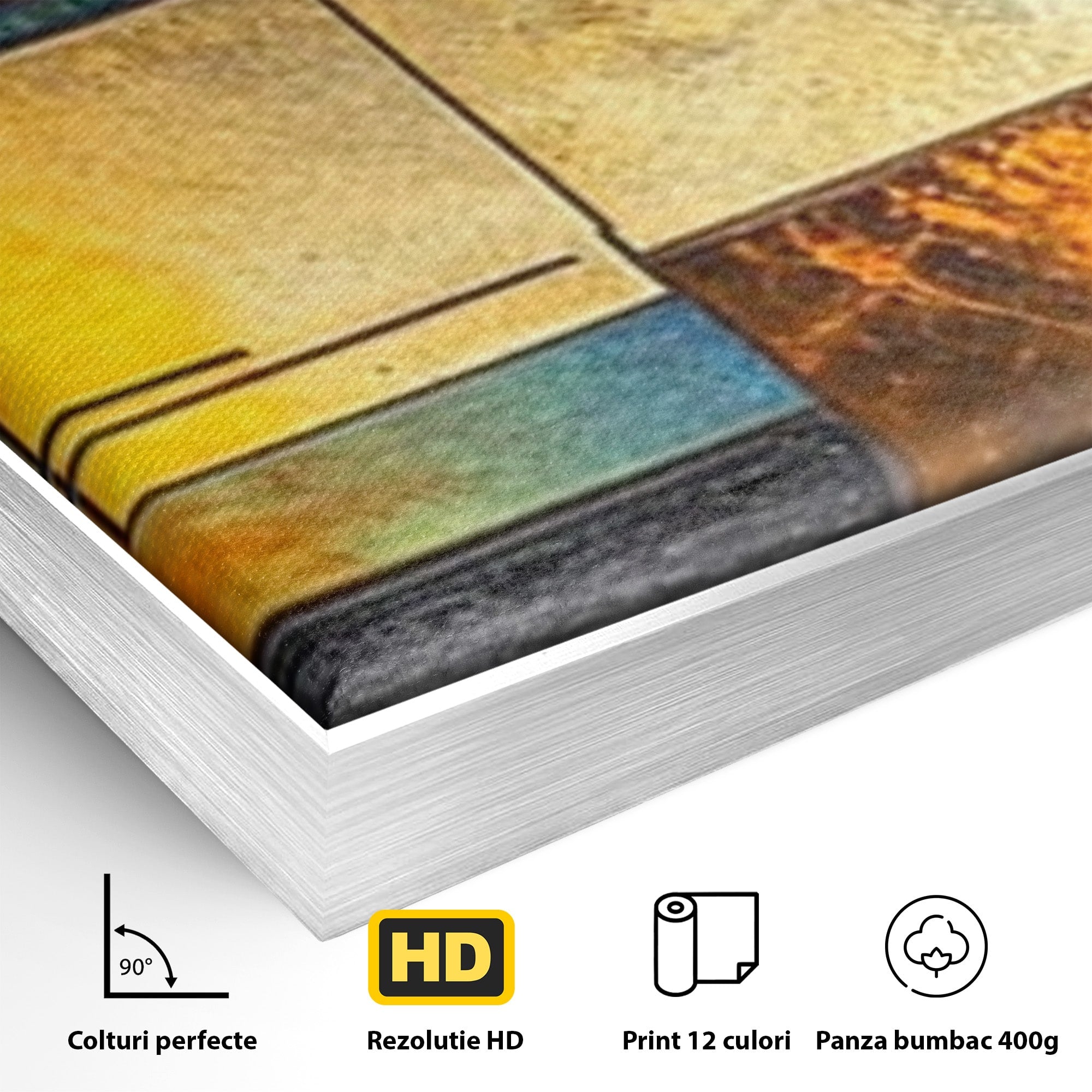 Set 2 Tablouri Canvas Premium LuxCanva® C2-1288, Orase Nevazute, Geometrie, Culori, Abstract, Aur, Turcoaz, Metal, Apa, Memorii, Liniste, Planuri, Timp, Harti, Fragment, Orizont, Birou, Living, Dormitor