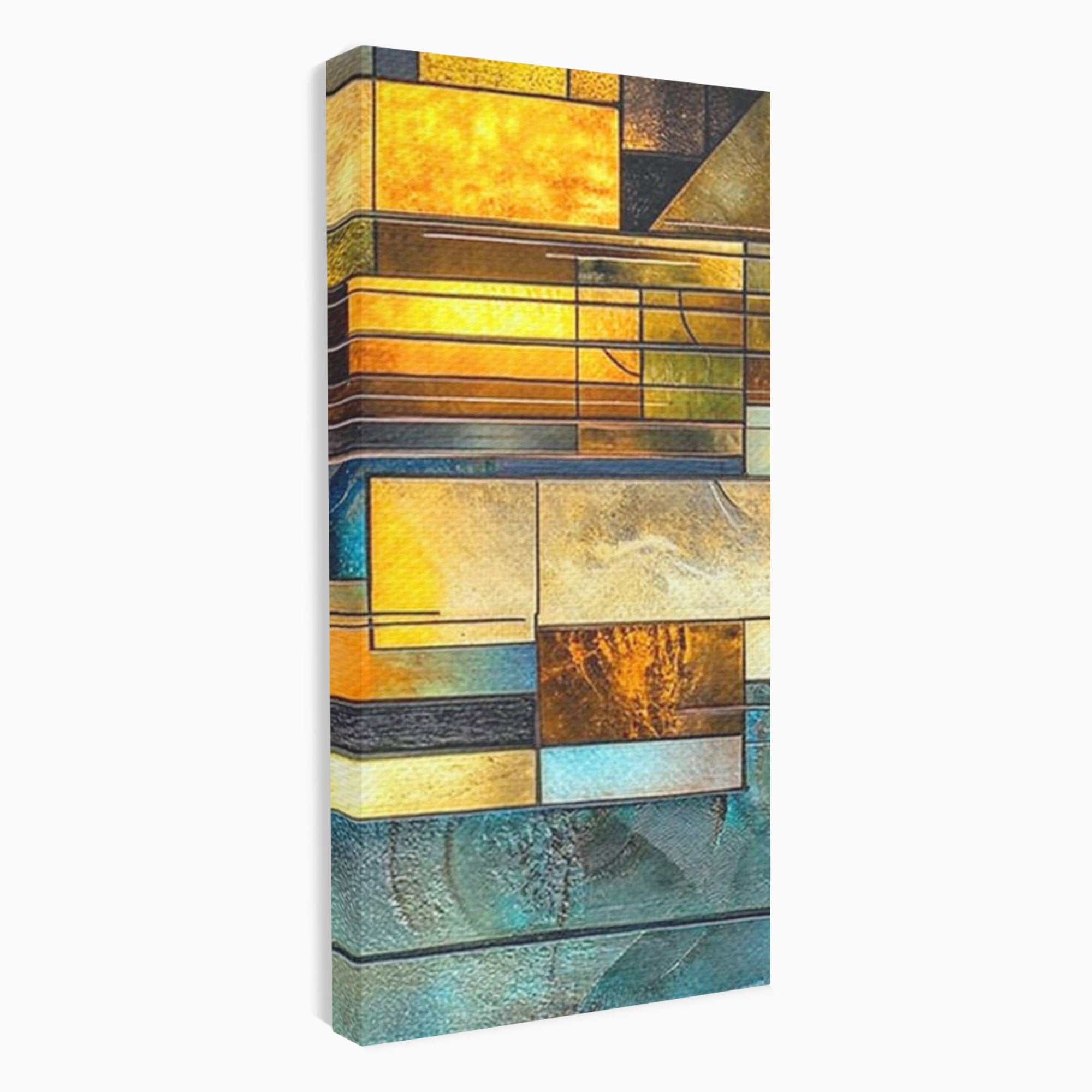 Set 2 Tablouri Canvas Premium LuxCanva® C2-1288, Orase Nevazute, Geometrie, Culori, Abstract, Aur, Turcoaz, Metal, Apa, Memorii, Liniste, Planuri, Timp, Harti, Fragment, Orizont, Birou, Living, Dormitor