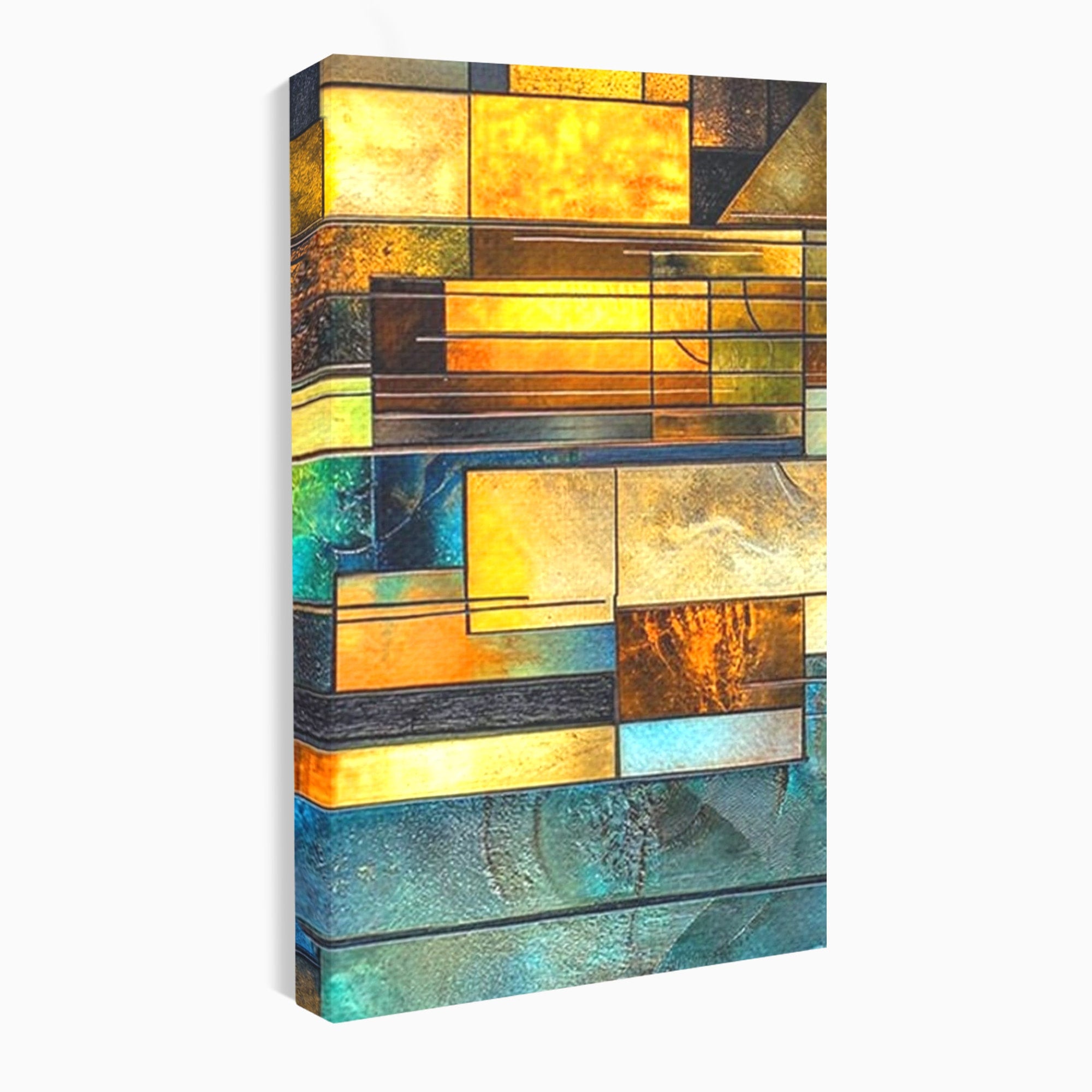 Set 2 Tablouri Canvas Premium LuxCanva® C2-1288, Orase Nevazute, Geometrie, Culori, Abstract, Aur, Turcoaz, Metal, Apa, Memorii, Liniste, Planuri, Timp, Harti, Fragment, Orizont, Birou, Living, Dormitor