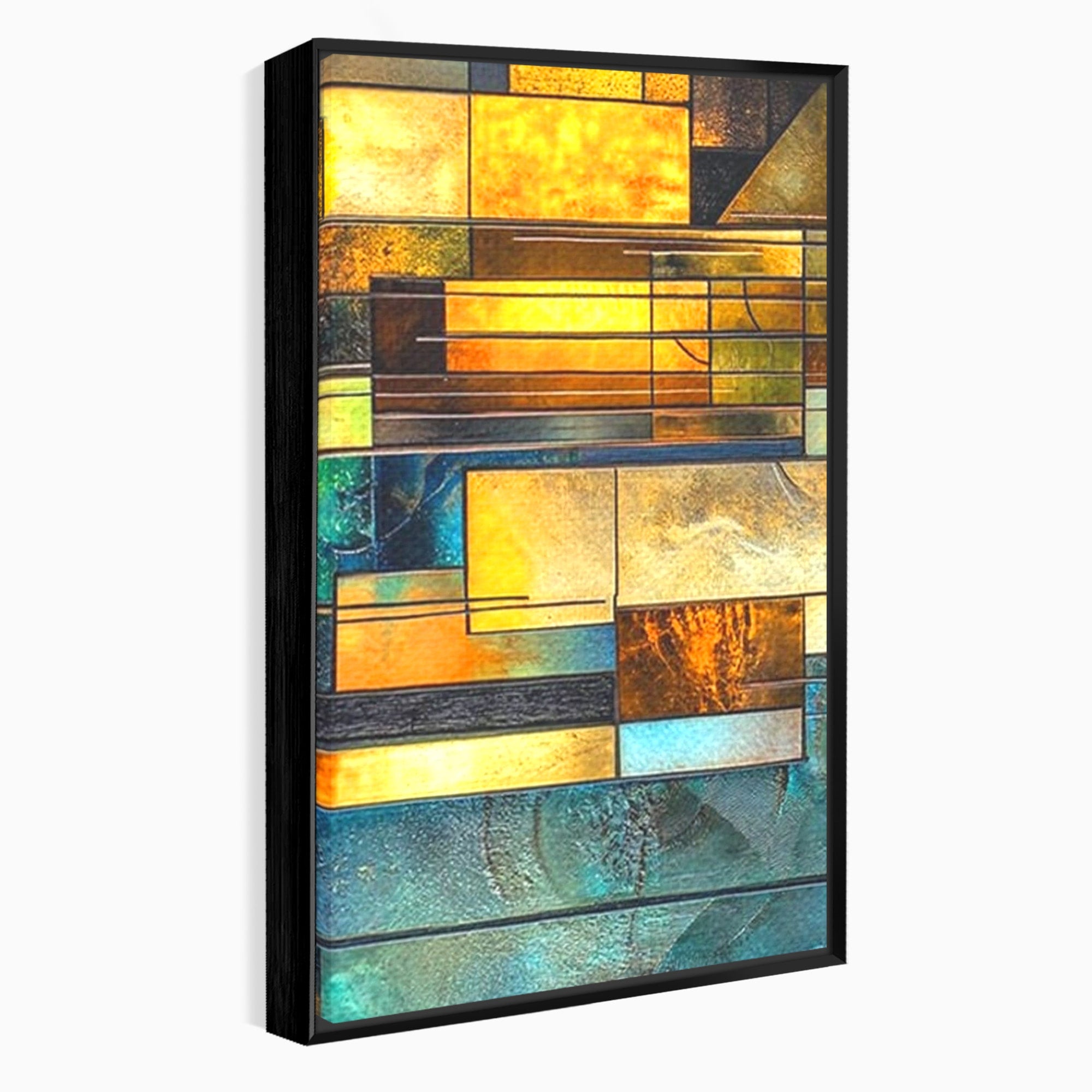 Set 2 Tablouri Canvas Premium LuxCanva® C2-1288, Orase Nevazute, Geometrie, Culori, Abstract, Aur, Turcoaz, Metal, Apa, Memorii, Liniste, Planuri, Timp, Harti, Fragment, Orizont, Birou, Living, Dormitor
