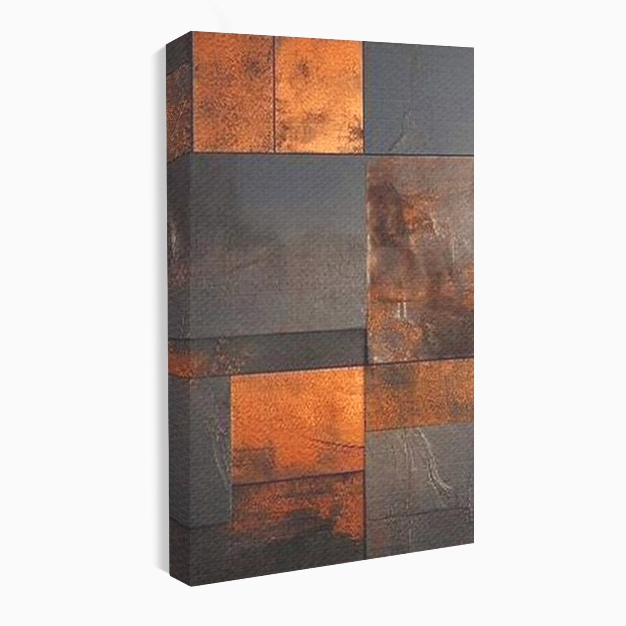 Set 2 Tablouri Canvas Premium LuxCanva® C2-1289, Memoria ruginii, Geometrie, Culori, Abstract, Aur, Industrial, Cupru, Metal, Fier, Zid, Cladire, Ruginiu, Forta, Fortareata, Lumina, Birou, Living, Dormitor
