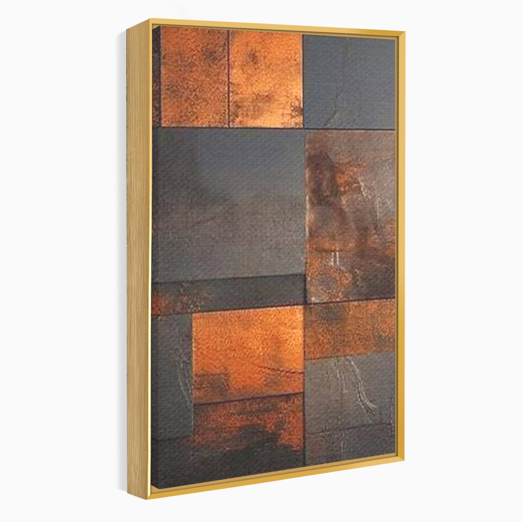 Set 2 Tablouri Canvas Premium LuxCanva® C2-1289, Memoria ruginii, Geometrie, Culori, Abstract, Aur, Industrial, Cupru, Metal, Fier, Zid, Cladire, Ruginiu, Forta, Fortareata, Lumina, Birou, Living, Dormitor