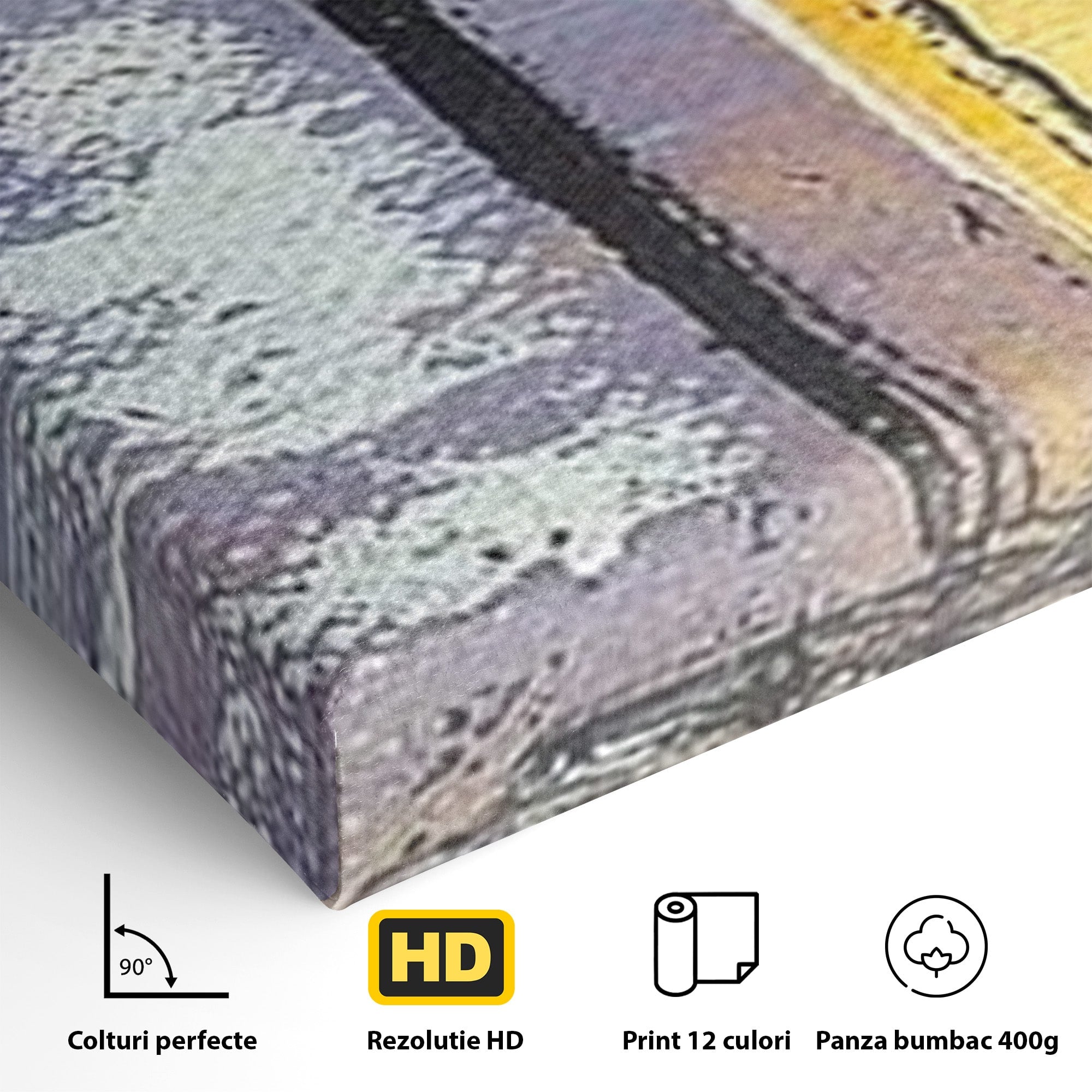 Set 2 Tablouri Canvas Premium LuxCanva® C2-1291, Ecou in lavanda, Geometrie, Culori, Abstract, Aur, Lumina, Fereastra, Tacere, Fragment, Raza, Gri, Poezie, Emotie, Minimalism, Birou, Living, Dormitor
