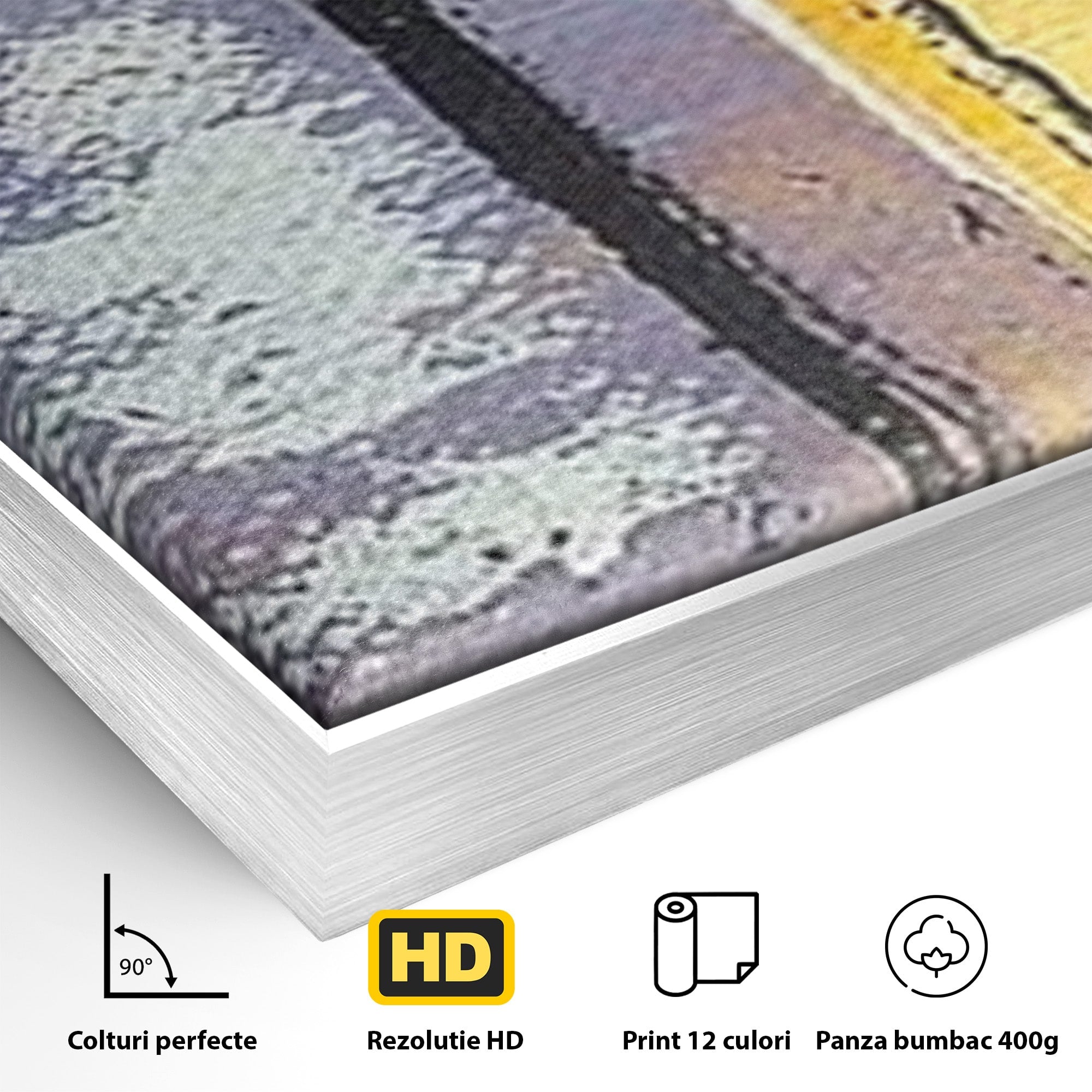 Set 2 Tablouri Canvas Premium LuxCanva® C2-1291, Ecou in lavanda, Geometrie, Culori, Abstract, Aur, Lumina, Fereastra, Tacere, Fragment, Raza, Gri, Poezie, Emotie, Minimalism, Birou, Living, Dormitor