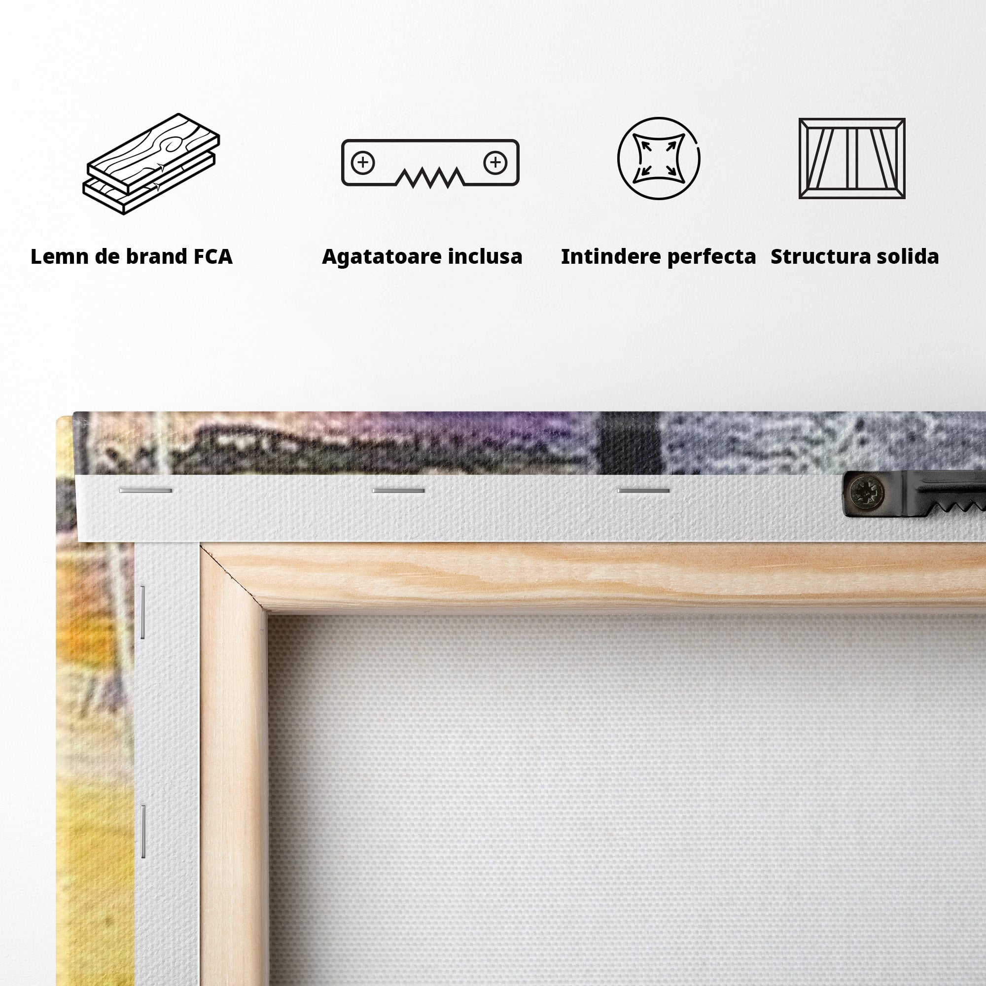 Set 2 Tablouri Canvas Premium LuxCanva® C2-1291, Ecou in lavanda, Geometrie, Culori, Abstract, Aur, Lumina, Fereastra, Tacere, Fragment, Raza, Gri, Poezie, Emotie, Minimalism, Birou, Living, Dormitor